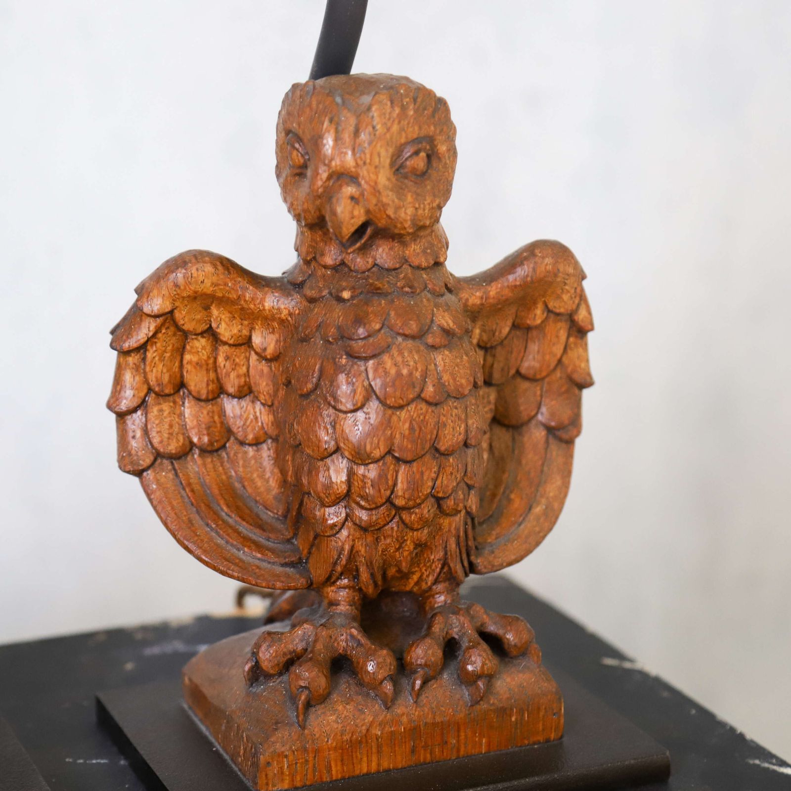 Pair Of Carved Wooden Owl Lamps photo Lighting