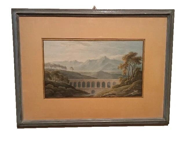 Six Early 19th Century Watercolors On Paper – Landscapes With Aqueduct And Bridge photo 944.0