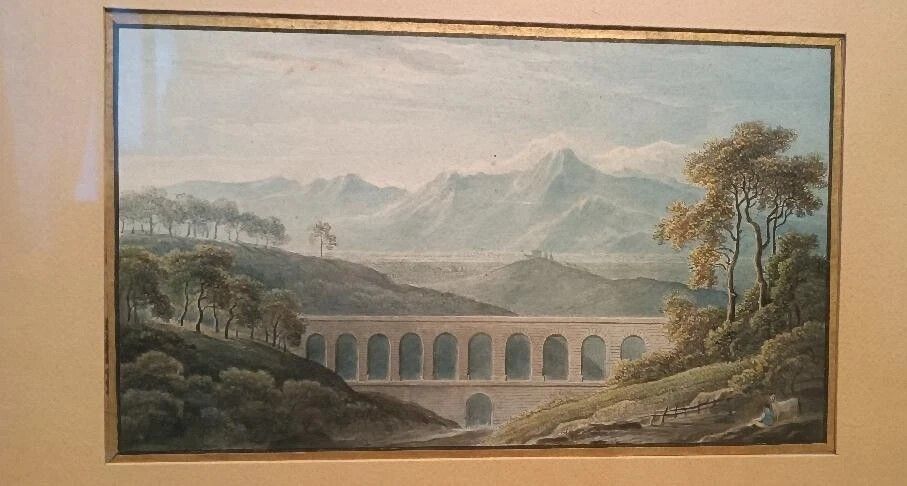 Art Six Early 19th Century Watercolors On Paper – Landscapes With Aqueduct And Bridge photo