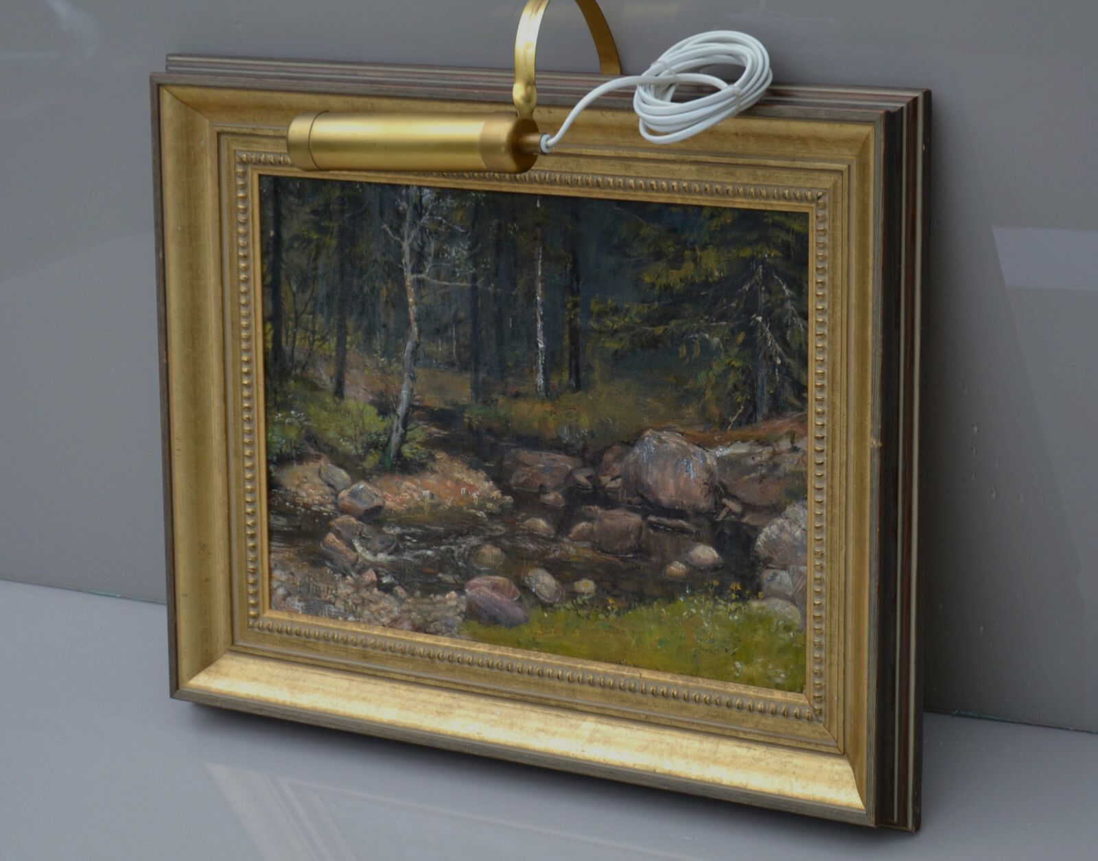Vintage Oldschool  Style Forest Landscape Oil, Signed 1900 1950s