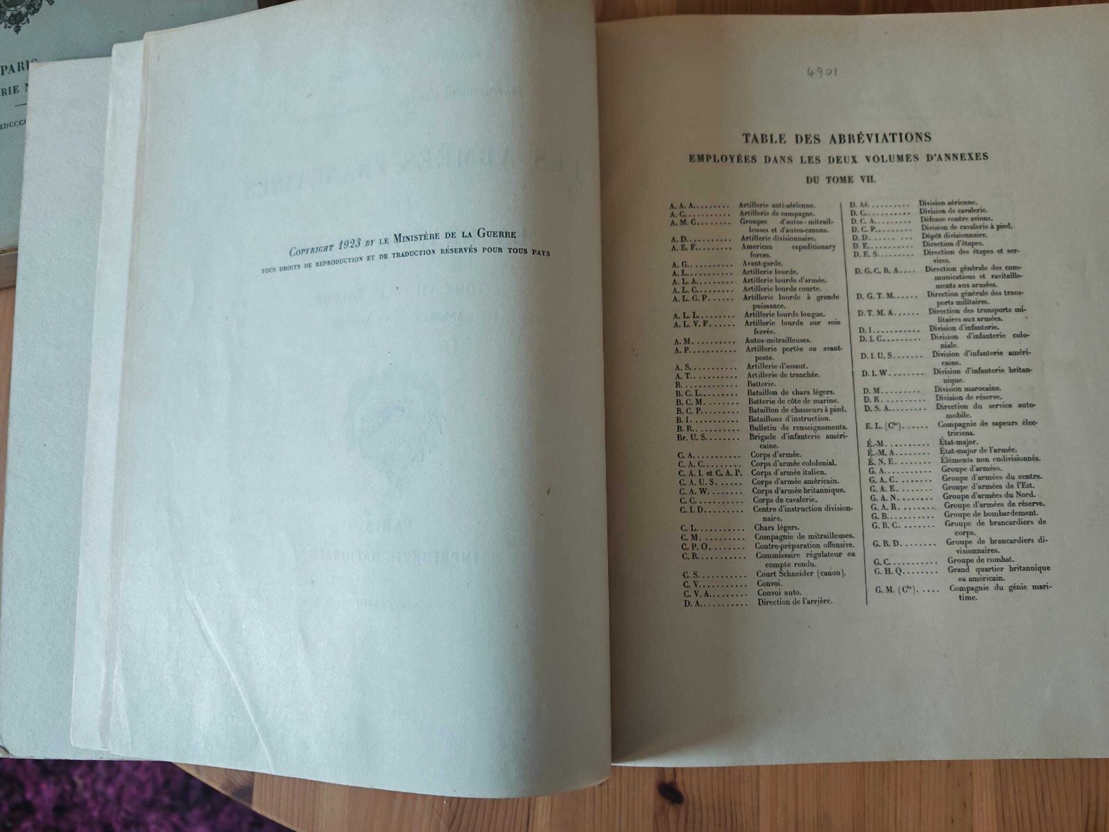 Home Decor Antique "Les Armees Francaises Dans La Grande Guerre"   Tome VII  Volume I   Full Set (Book, Annexes & Maps) Very Good Condition   1925 photo