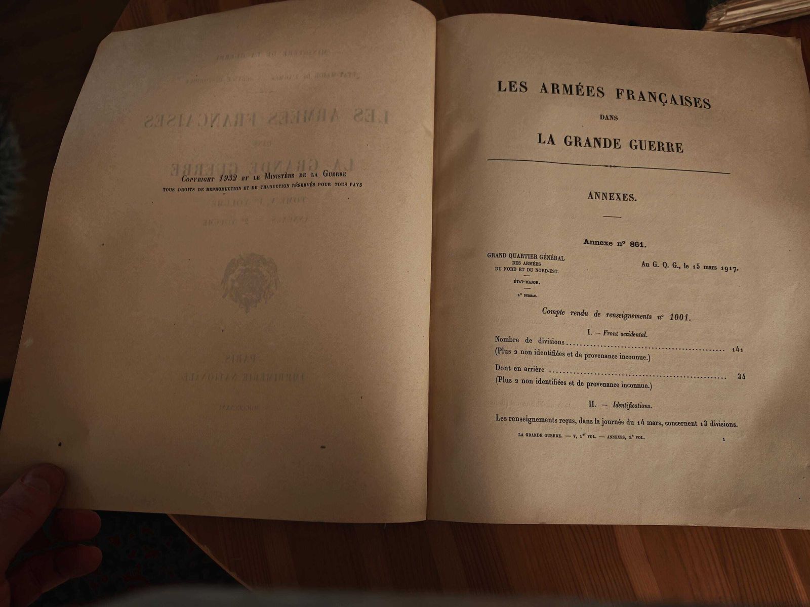 425.0 Antique "Les Armees Francaises Dans La Grande Guerre" (Wwi)  Tome V    Volume I Full Set   German Retreat, Spring Offensive, New Leader  20s/30s photo