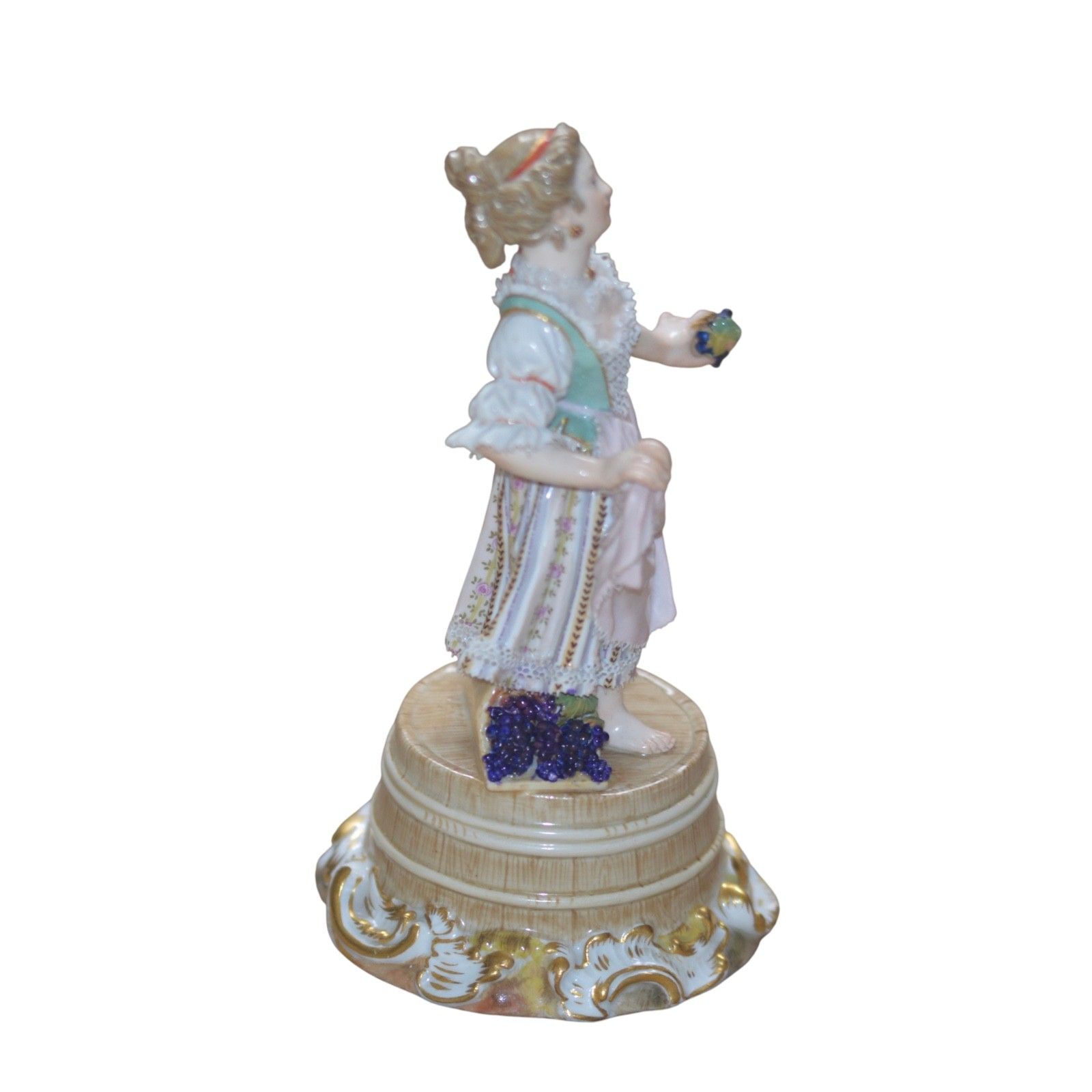 Meissen Porcelain Figure Of A Girl Holding Grapes photo for sale