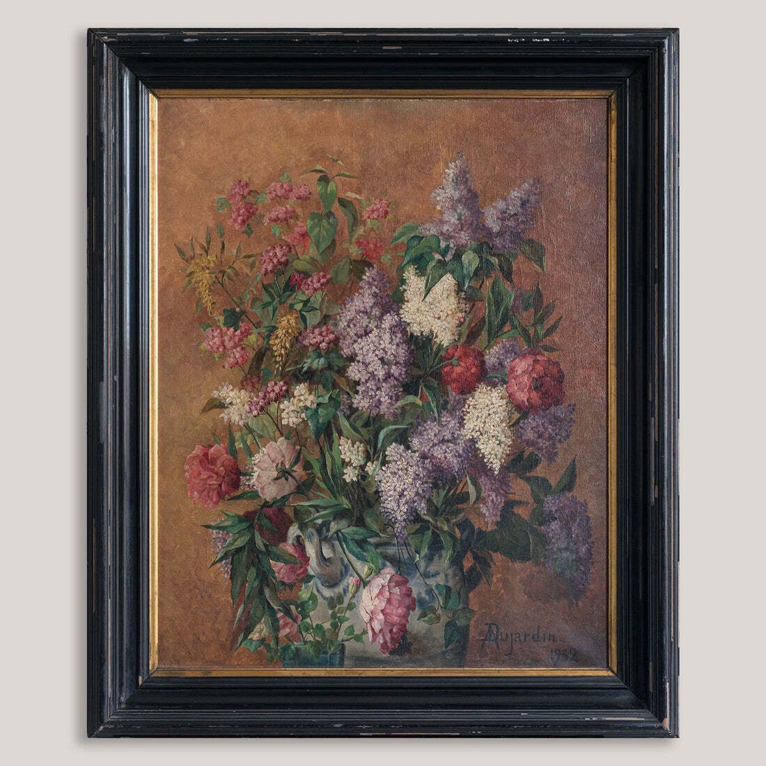 Floral Still Life In Vase   Signed And Dated   Oil On Canvas photo for sale