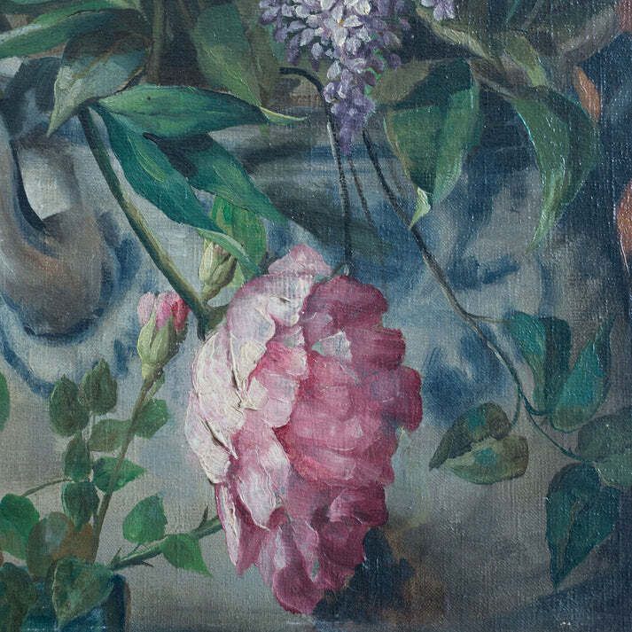 Bloemenstilleven In Vaas — Gesigneerd En Gedateerd — Olieverf Op Doek photo buy