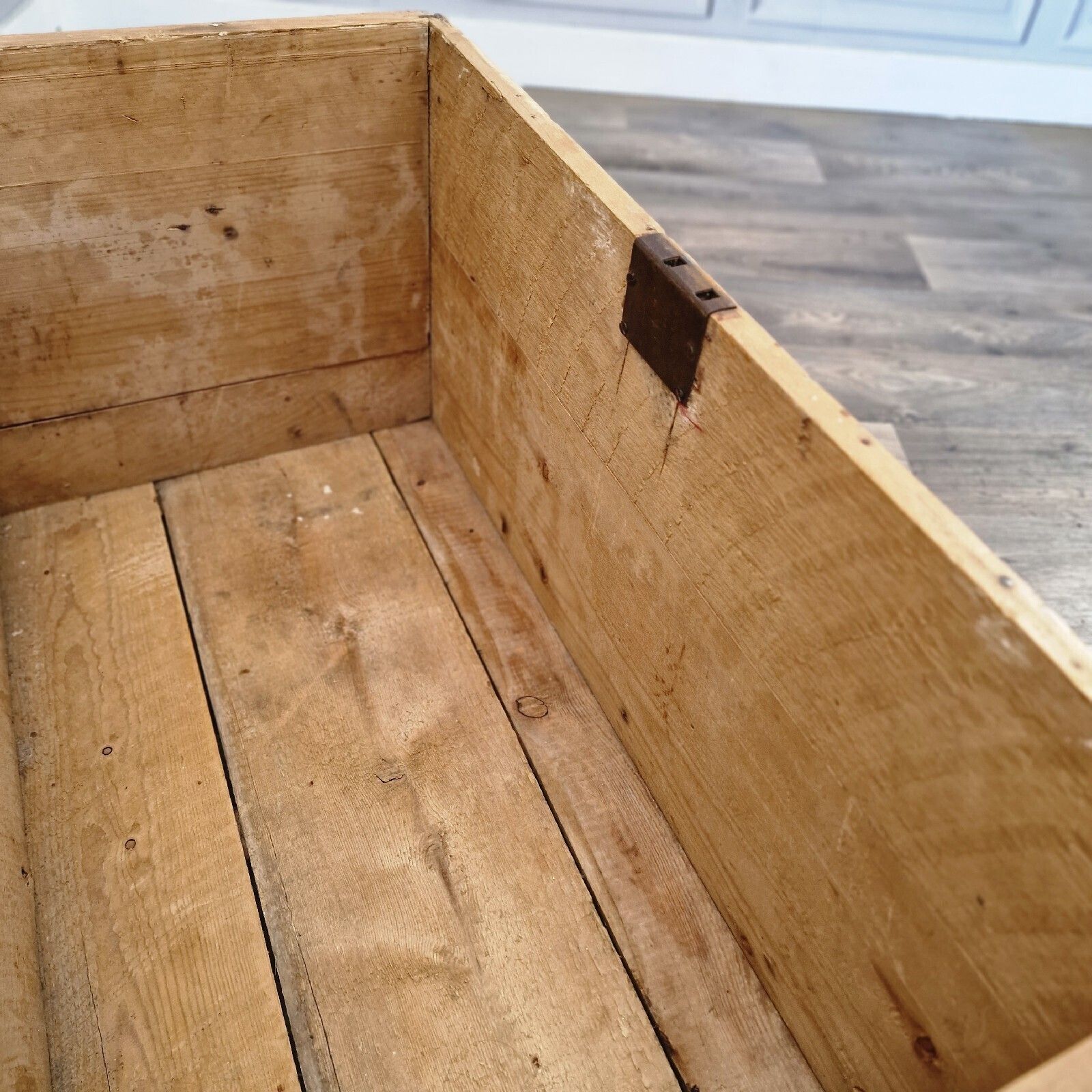 Furniture Antique Pine Trunk Chest Victorian Solid Wood Old Blanket Box Coffee Table photo