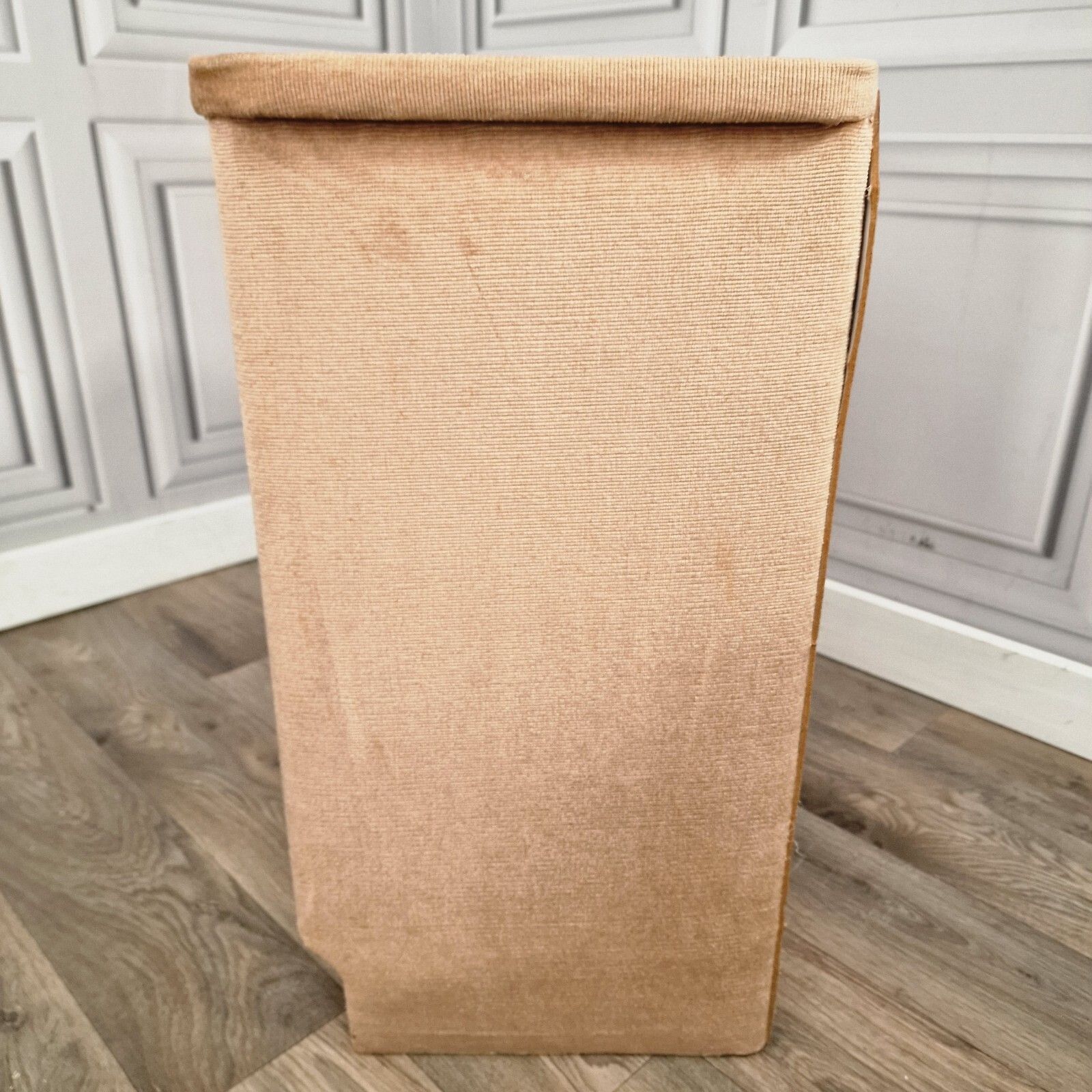 Furniture Vintage Bedside Drawers  Retro Velvet Fabric Side Table Cabinets Mid Century photo