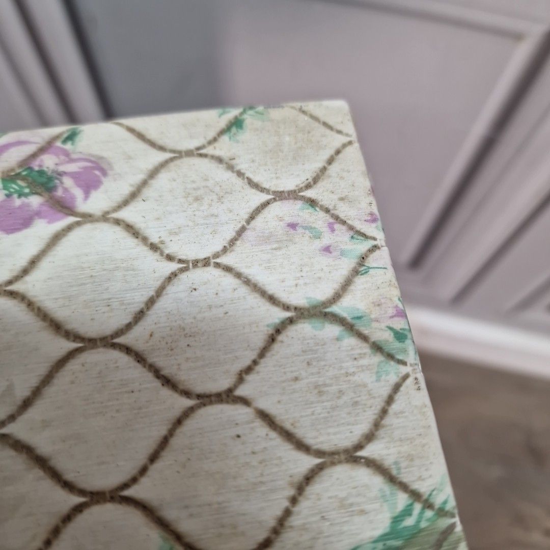 Vintage Floral Laundry Basket – Quilted Vinyl – Retro Linen Basket – Storage Box photo 60.0