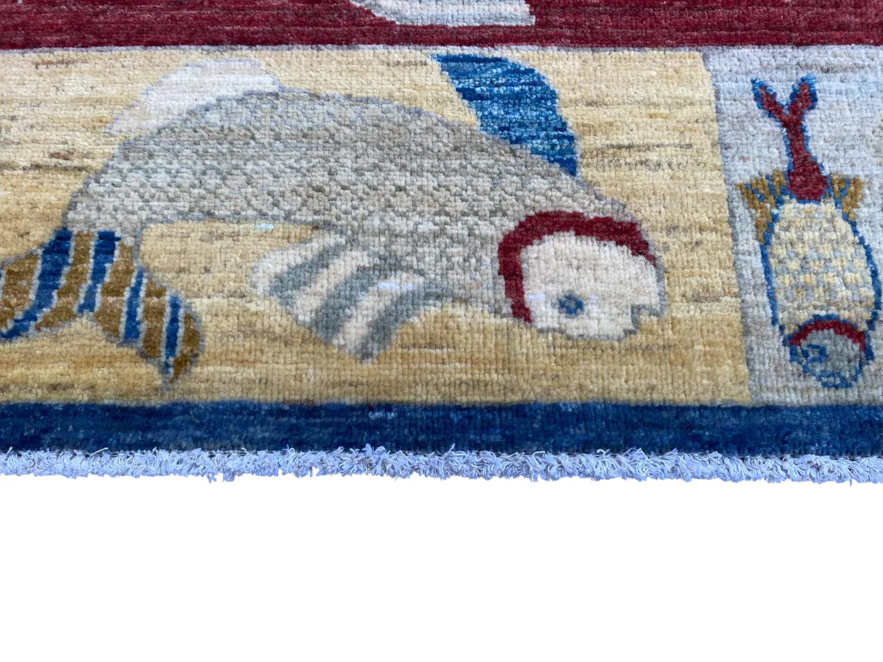 Navy Fish Pictorial Animal Motif Runner Rug photo for sale