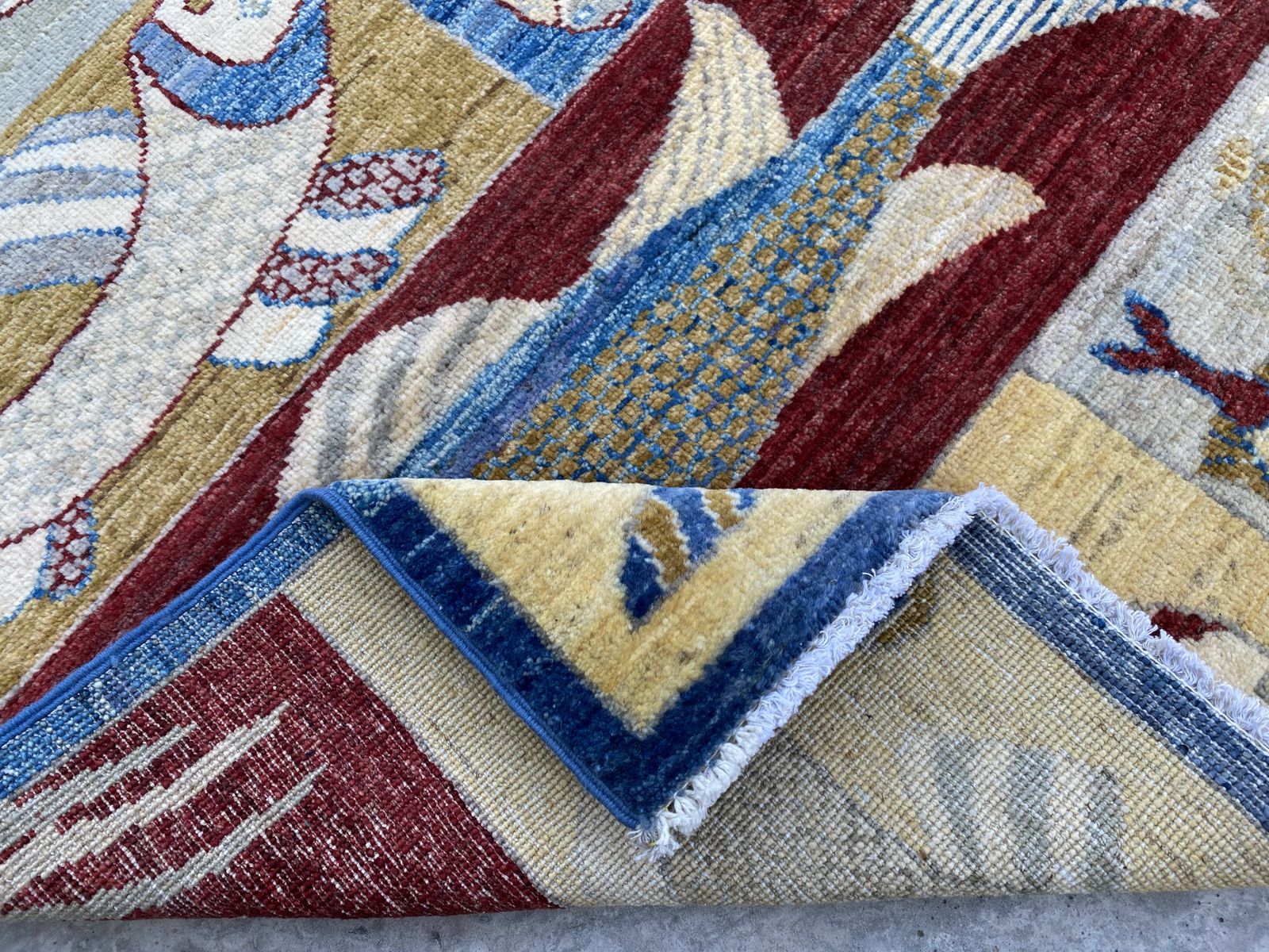 Navy Fish Pictorial Animal Motif Runner Rug photo 512.0