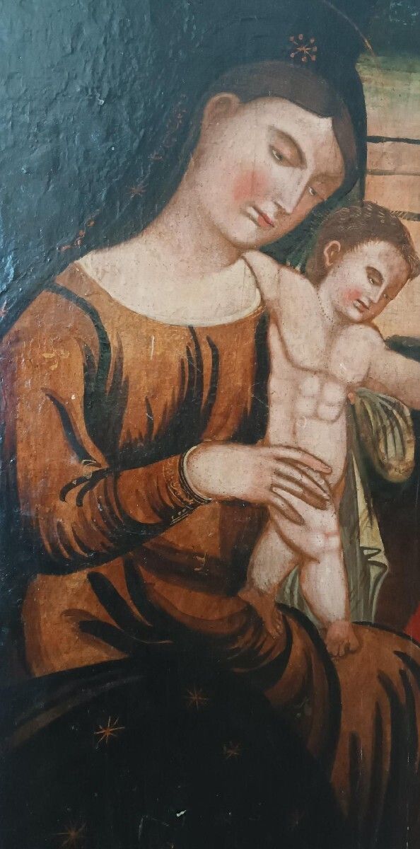 Antique Painted Panel   Holy Family   Venetian Cretan School, 16th Century photo buy
