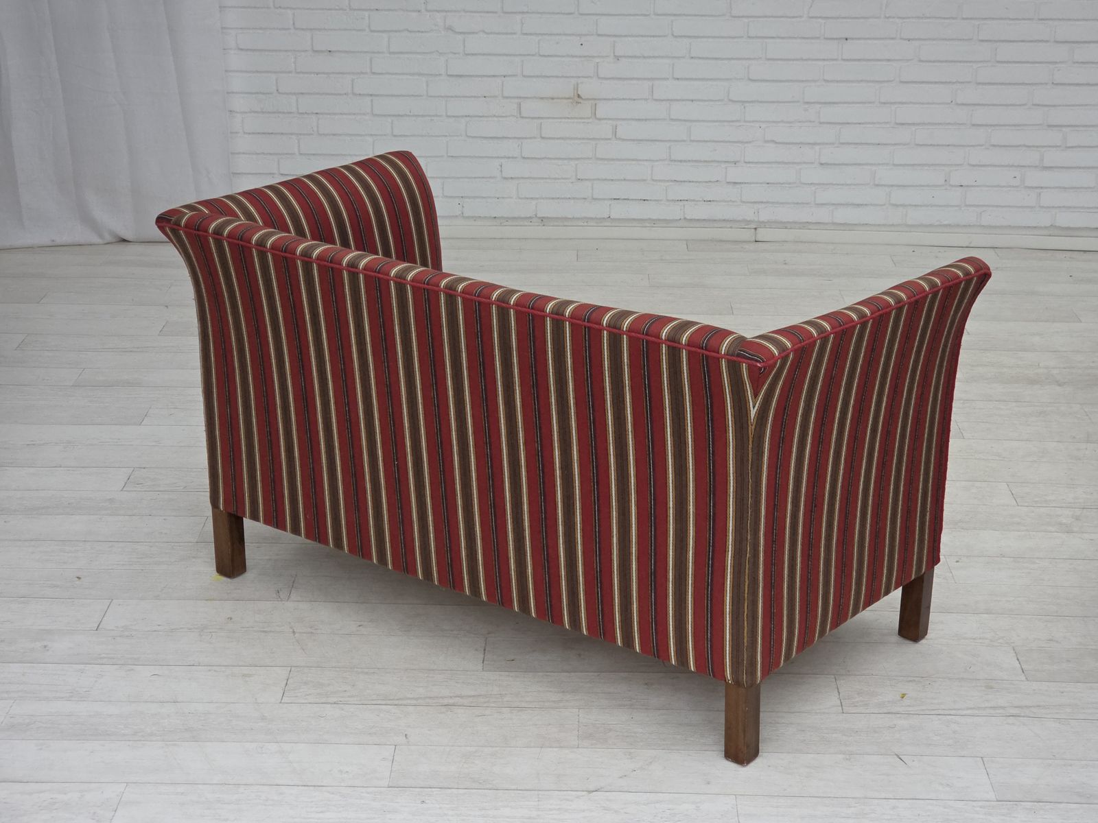 1350.0 1960s, Danish 2 Seater Sofa, Striped Red/Multicolor Furniture Wool. photo
