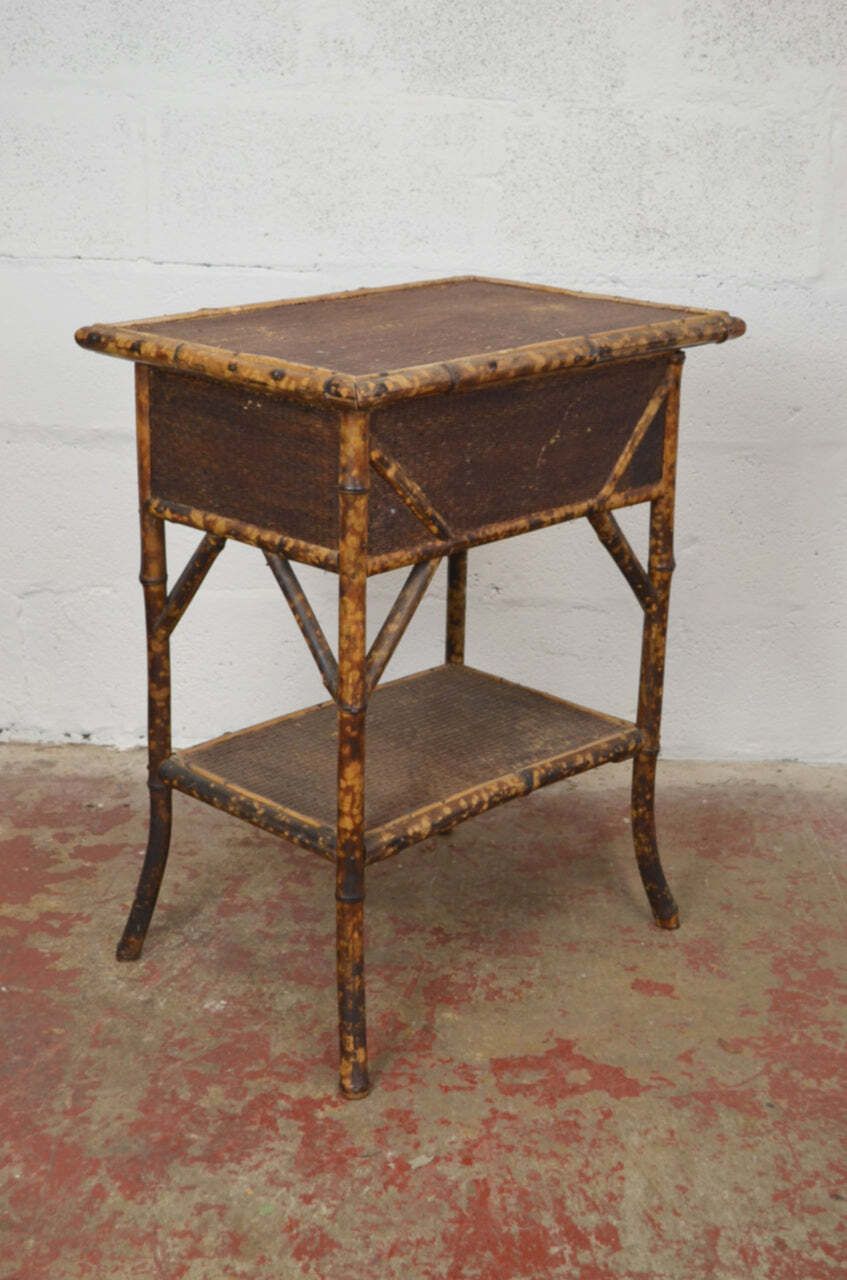 Antique Aesthetic Movement Bamboo Side/Hall Table With Storage