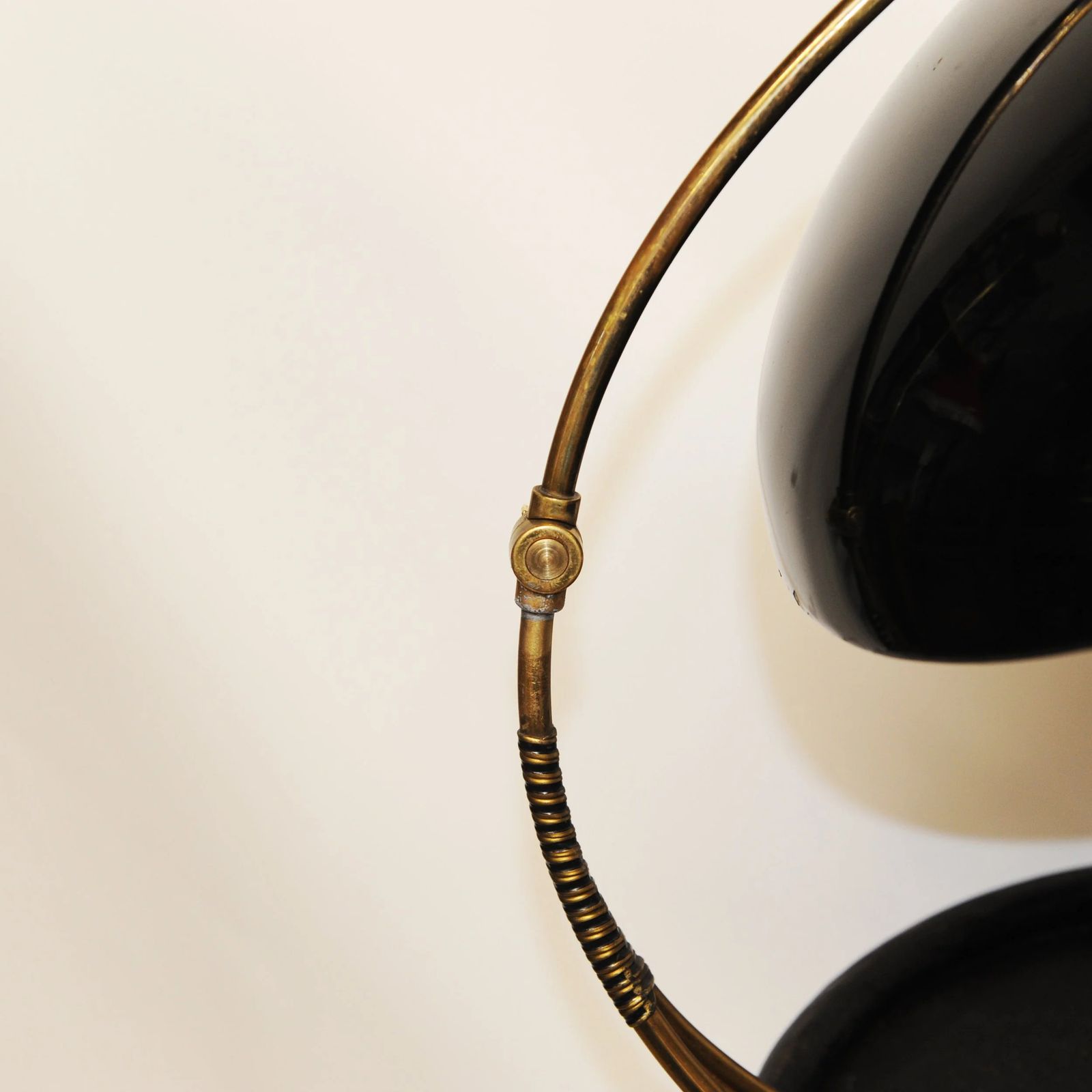 Bauhaus Polished Black Enamel And Brass Table Lamp, 1950s photo furniture