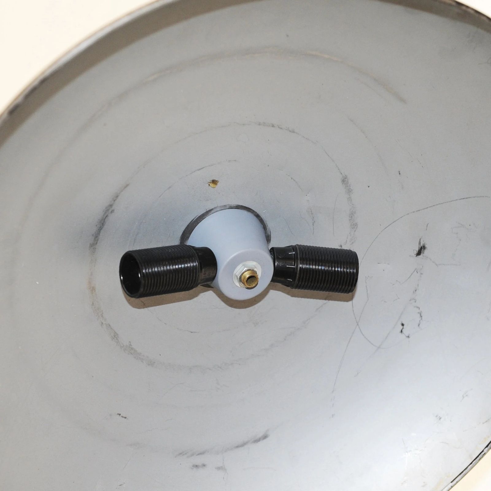 Bauhaus Polished Black Enamel And Brass Table Lamp, 1950s photo for sale