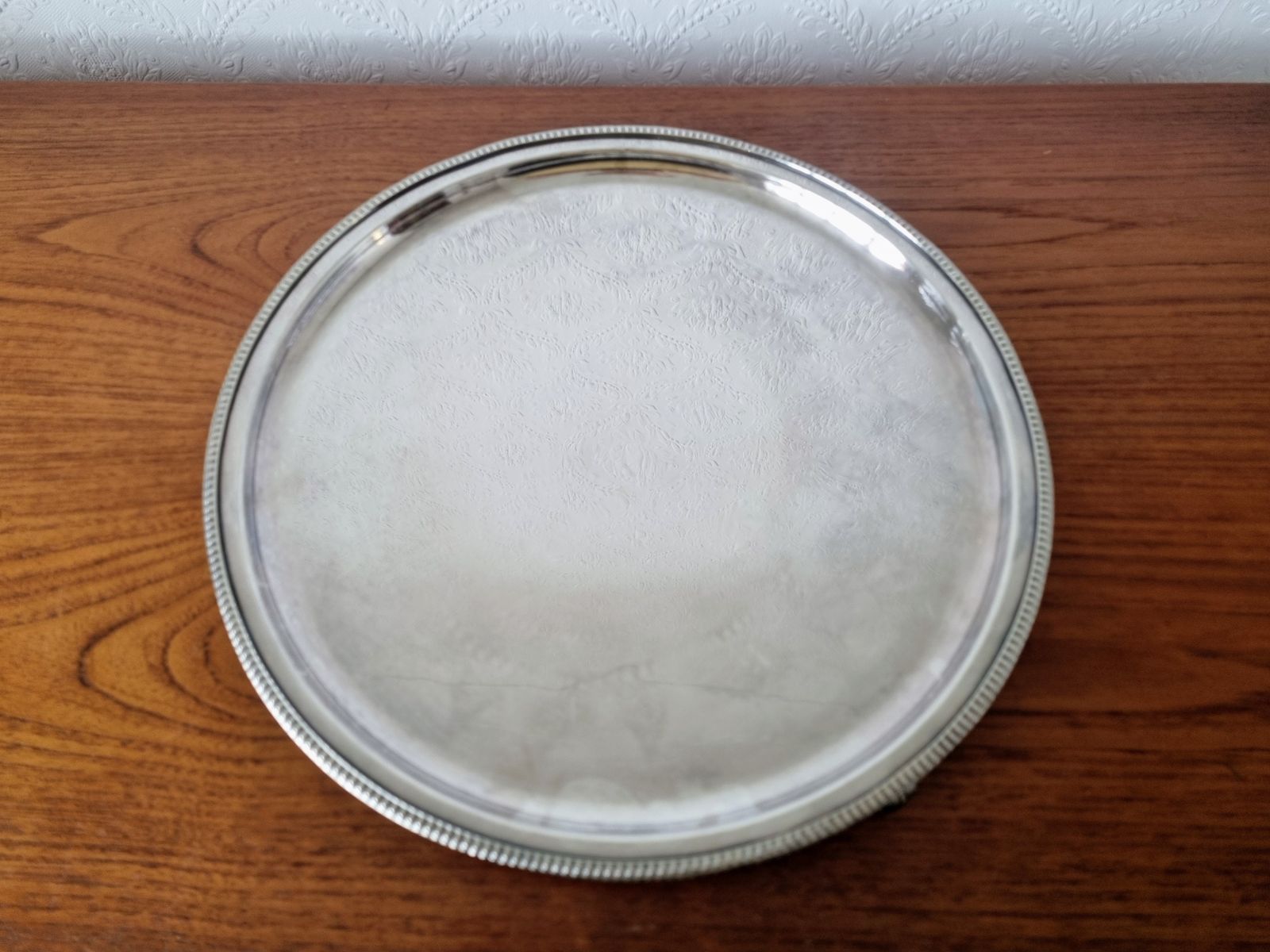 Large Heavy Antique Silver Plated Footed Salver, Z Barraclough And Sons Leeds, English Serving Tray 1890s photo for sale