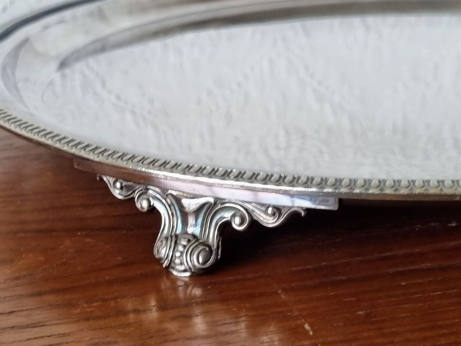 Large Heavy Antique Silver Plated Footed Salver, Z Barraclough And Sons Leeds, English Serving Tray 1890s photo 225.0
