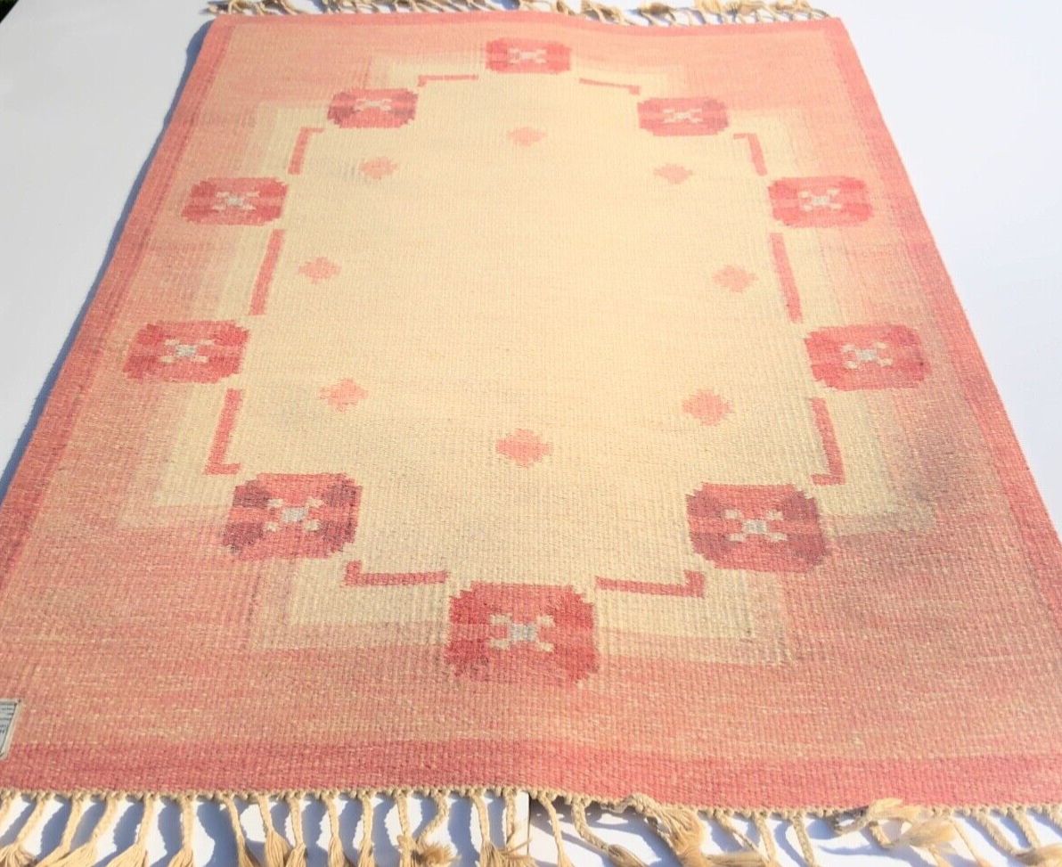 Swedish Flat Weave Kilim Rölakan Rug By Anna Johanna ångström, Lovö, 1960 70s photo vinterior