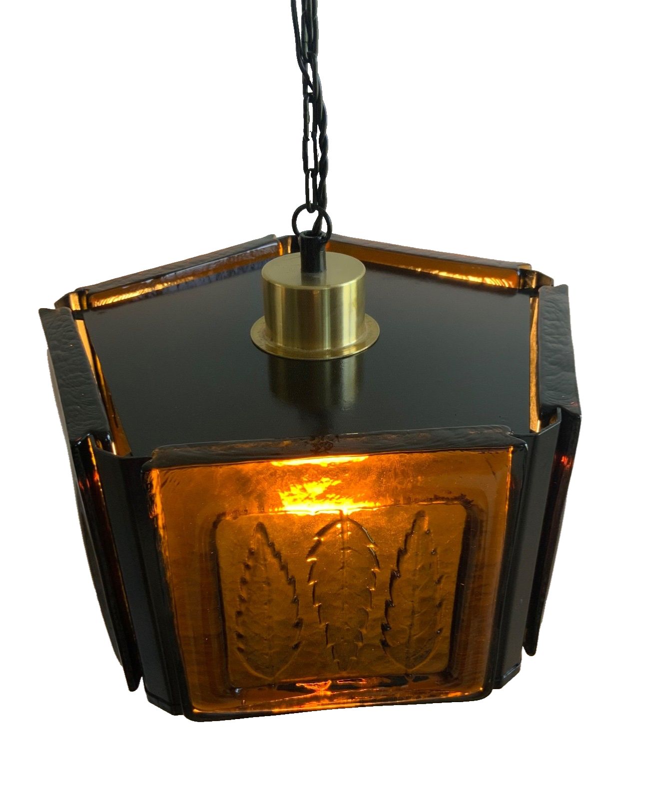 Mid Century Modern Erik Hoglund Amber Ceiling Lamp Glass Kosta Boda 1970s photo 490.0