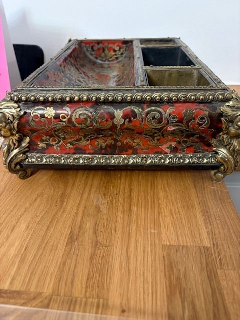 Boulle Tortoiseshell & Inlaid Brass Desk Stand/Inkwell   Napoleon III photo 450.0
