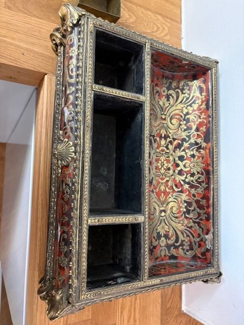 photo for sale Boulle Tortoiseshell & Inlaid Brass Desk Stand/Inkwell   Napoleon III