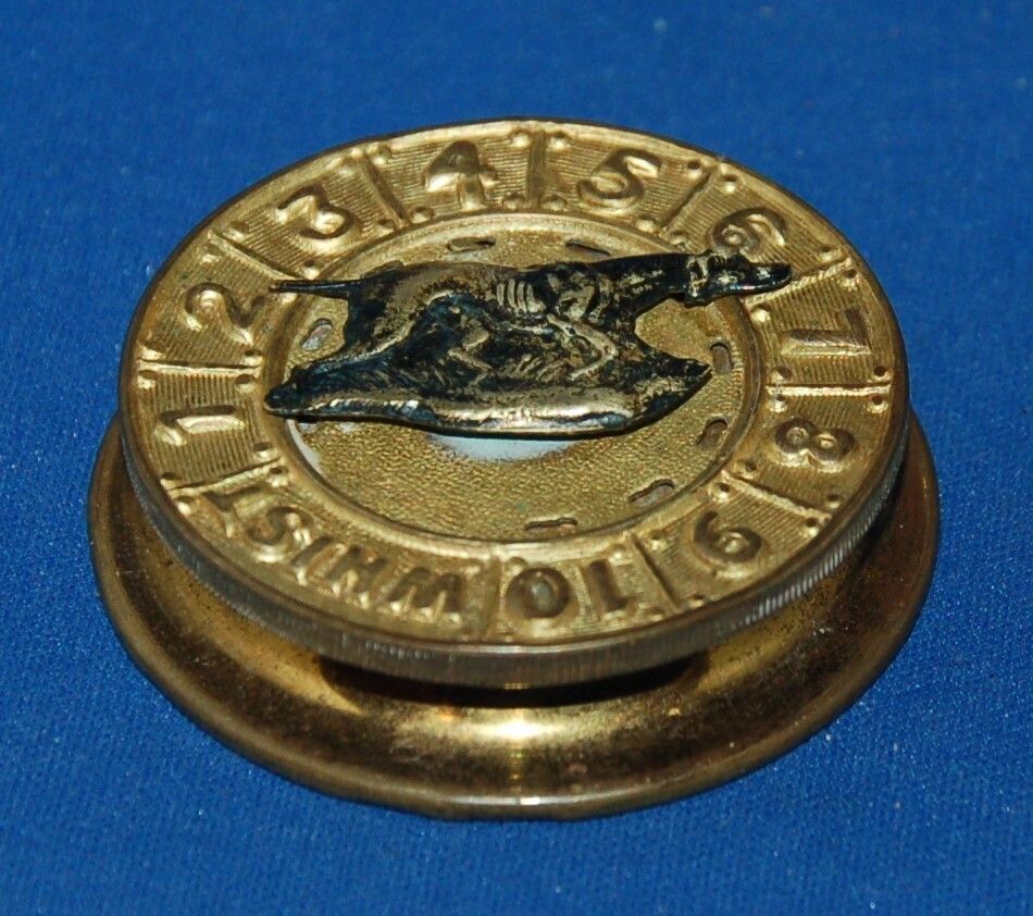 An Antique Gilt Brass Pointer Dog Whist Marker, Games Marker,