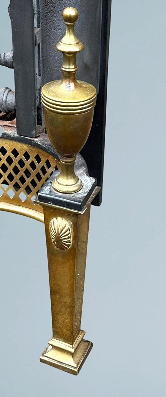 photo for sale Georgeiii Style Wrought Iron And Brass Fire Basket