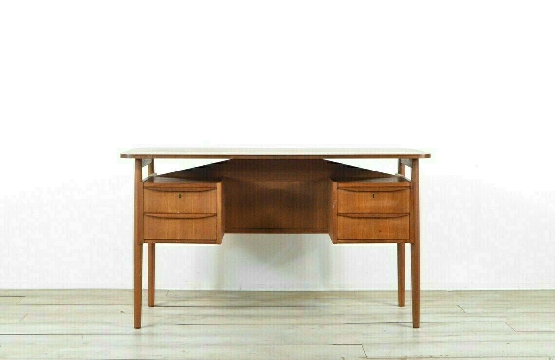 Midcentury Danish Teak Desk By Gunnar Nielsen For Tibergaard Vintage  Modern  Retro