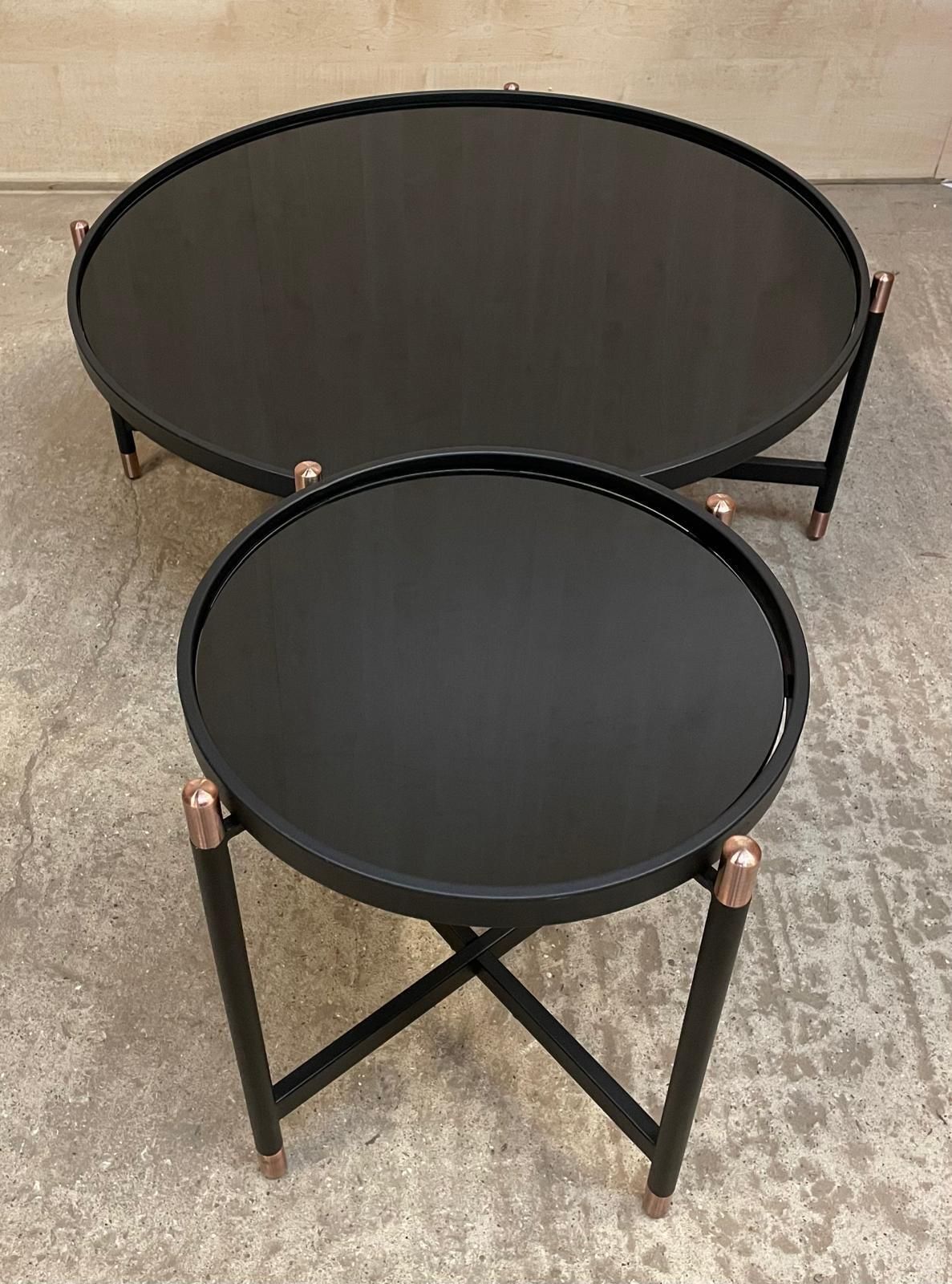 Contemporary Tempered Glass Black Copper Topped Coffee Table photo furniture