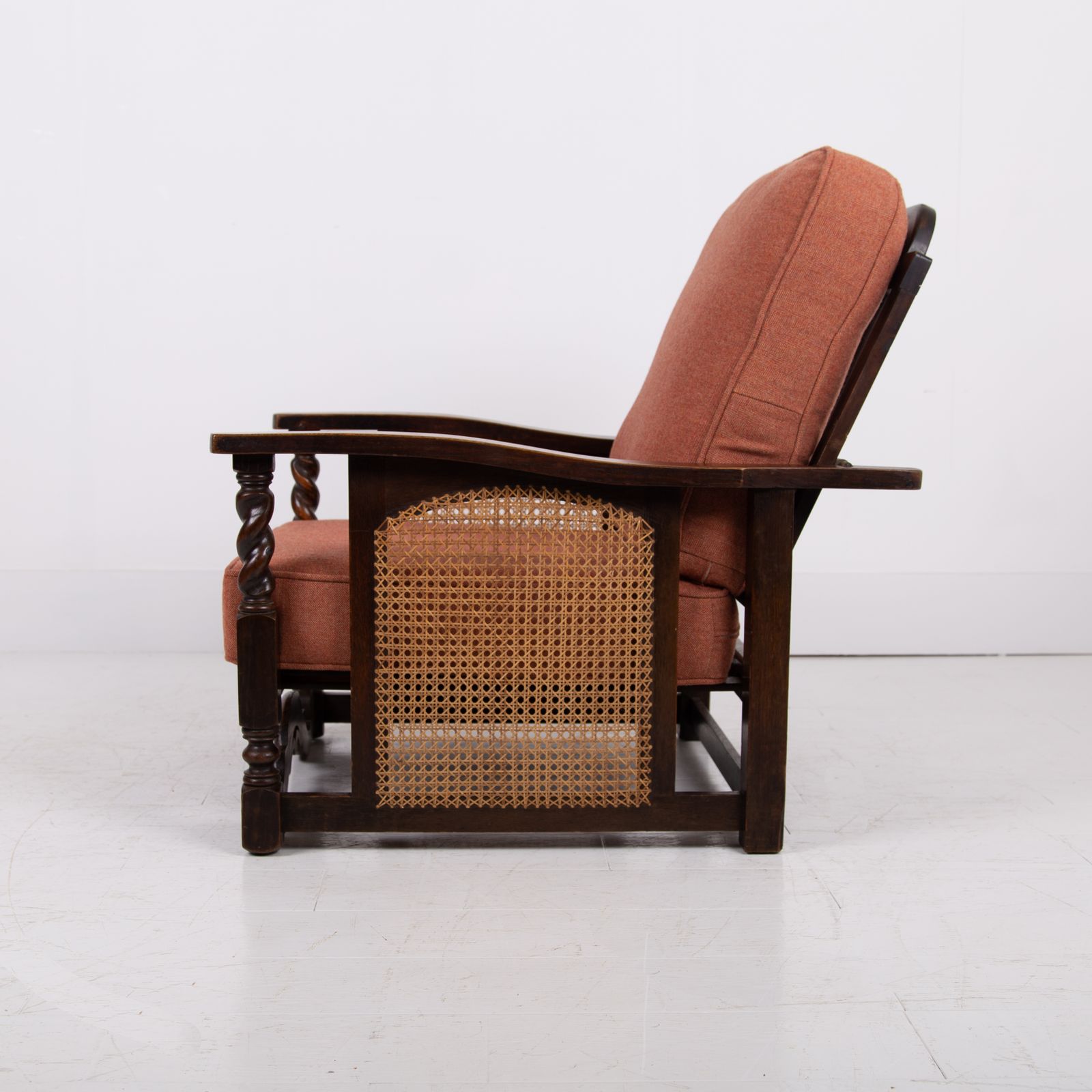 1260.0 Antique Pair Of Oak Framed Armchairs New Cushions C1920 photo