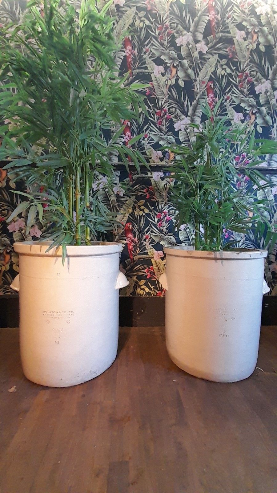Near Pair Of Daulton & Co Chemical Stoneware 15 Gallon Pots..Ideal For Plants