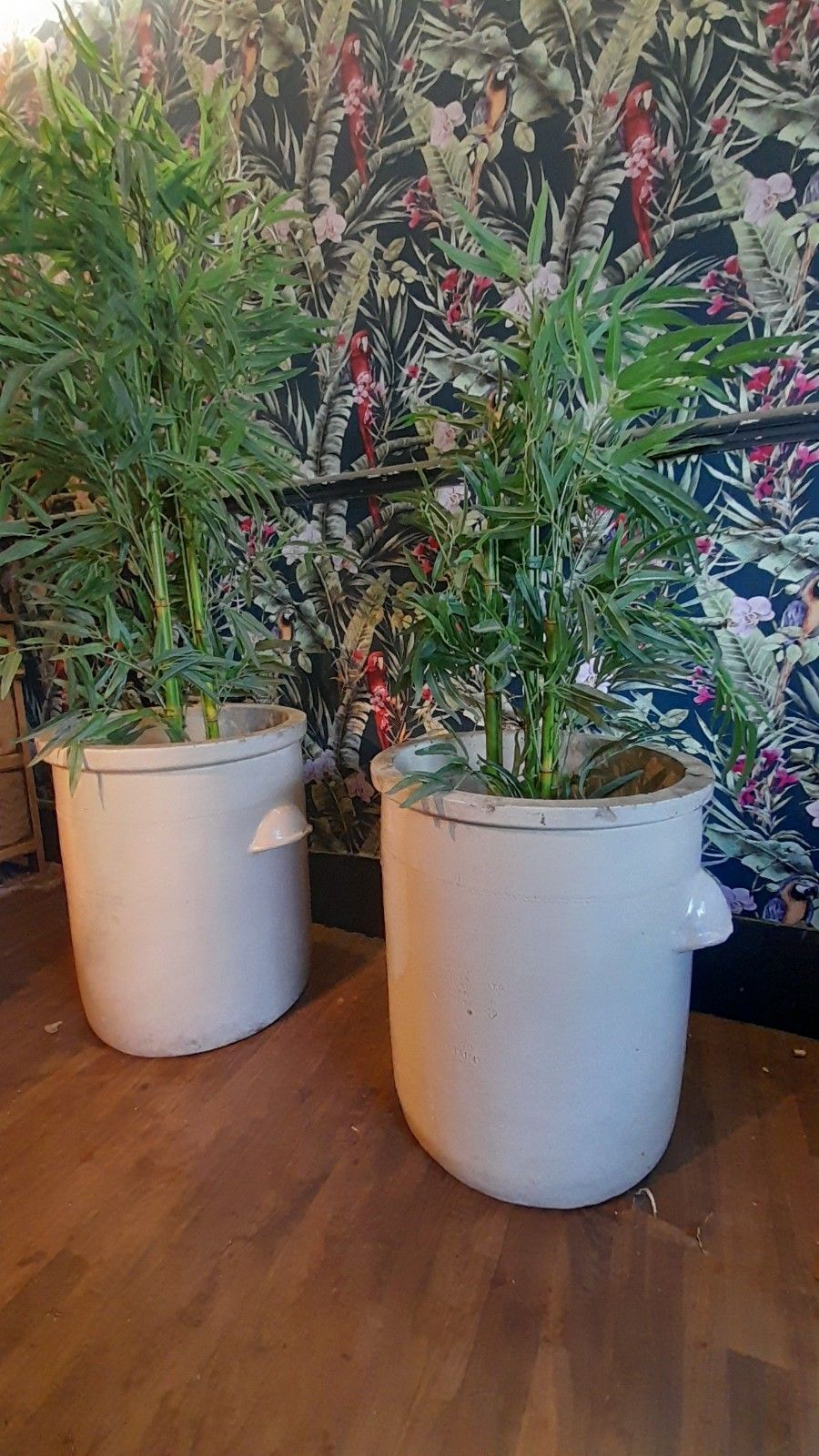 Near Pair Of Daulton & Co Chemical Stoneware 15 Gallon Pots..Ideal For Plants photo Garden Decor