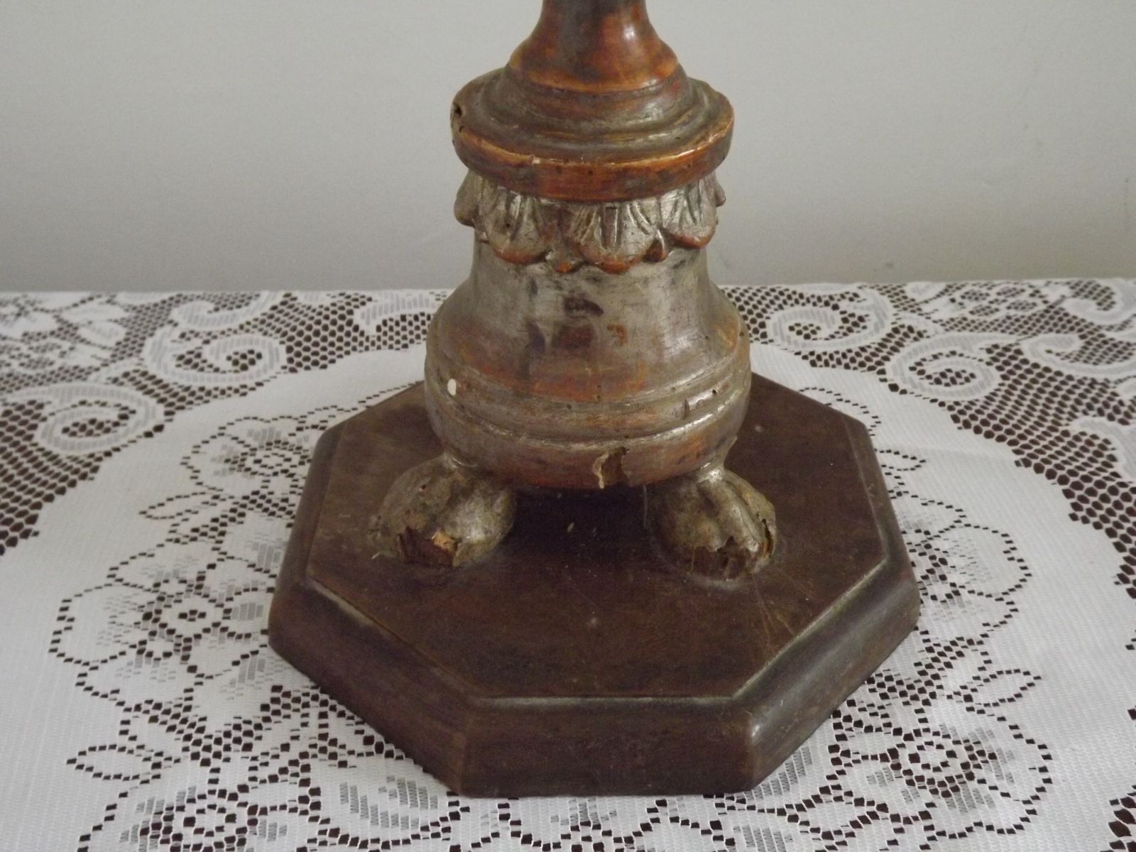 Lampe de table, bougeoir d'autel du XVIIIe siècle, abat-jour en peau photo vinterior