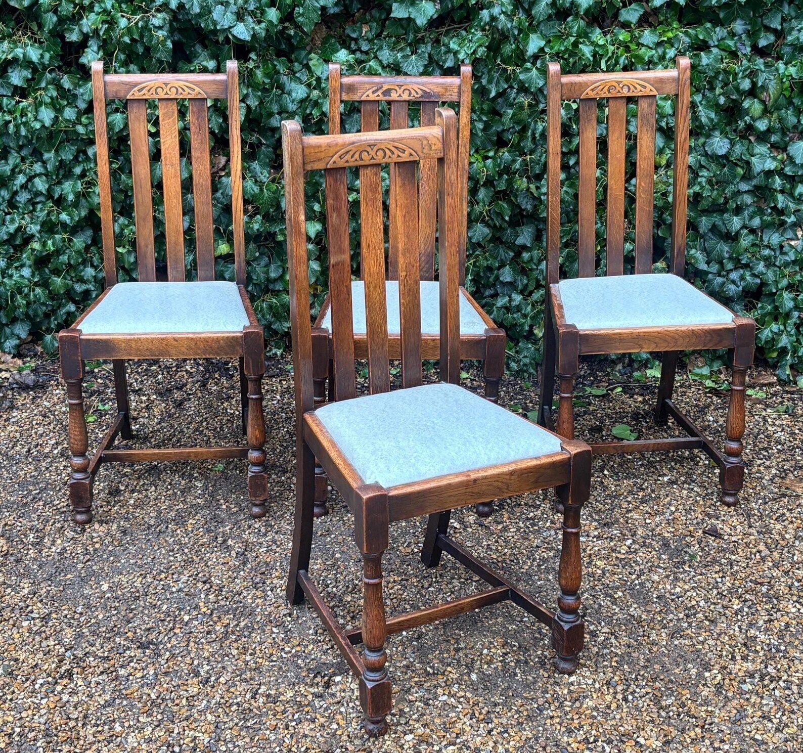 Vintage Antique Oak High Back Dining Chairs photo furniture