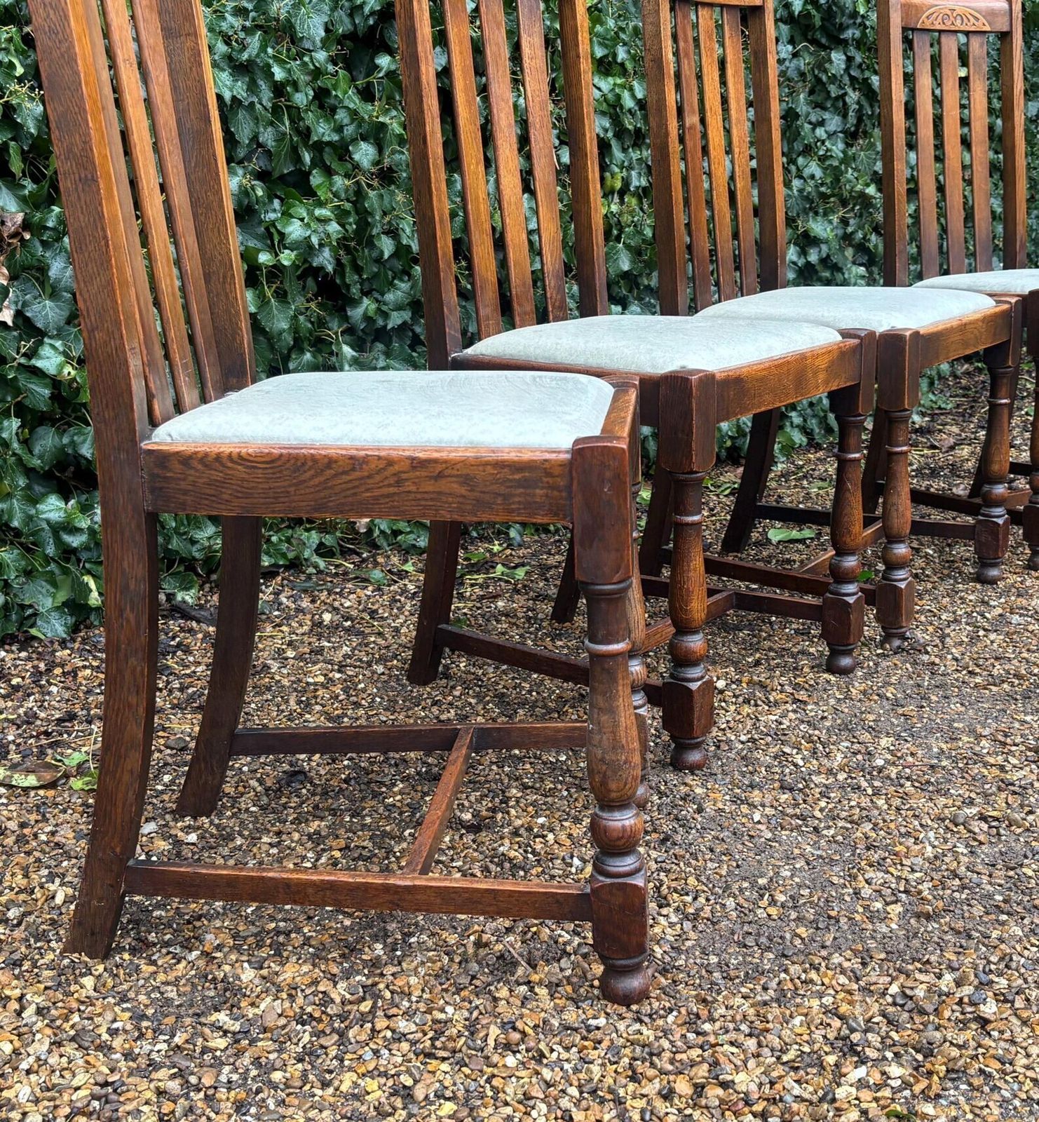 photo furniture Vintage Antique Oak High Back Dining Chairs