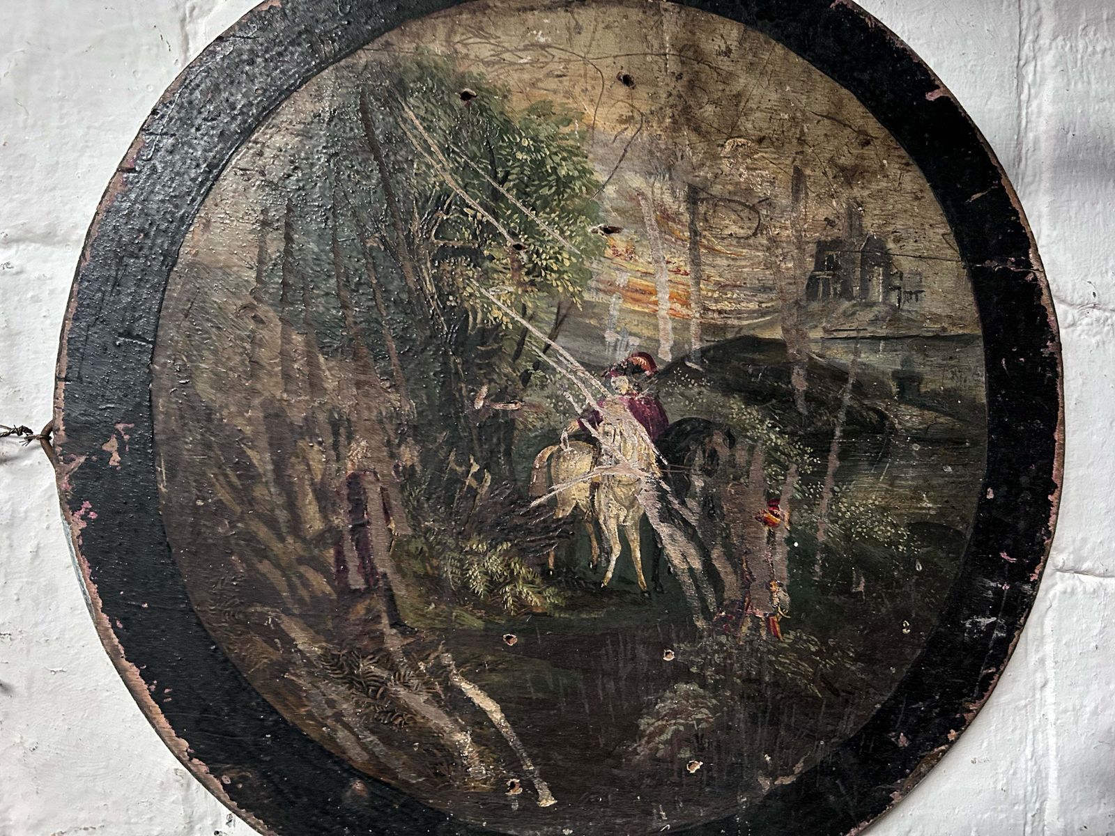 Victorian Antique Folk Art Painted Wooden Panel Portrait Scottish Highlander photo 225.0