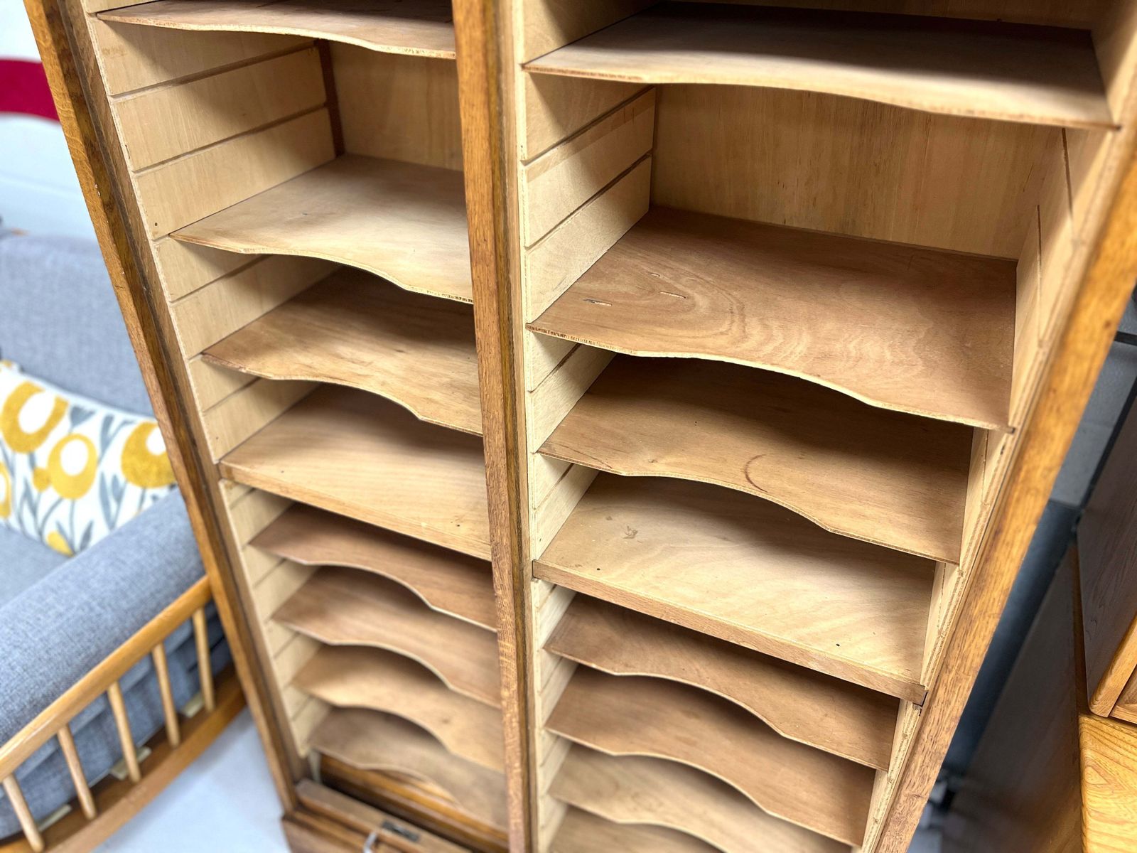 20th Century Oak Double Tambour Front Filing Cabinet photo vintage