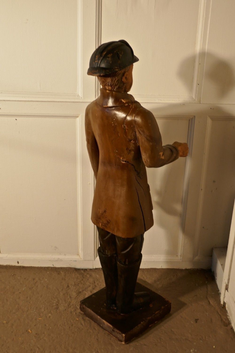 Charming 1920s Wooden Fireman Sculpture, photo Art