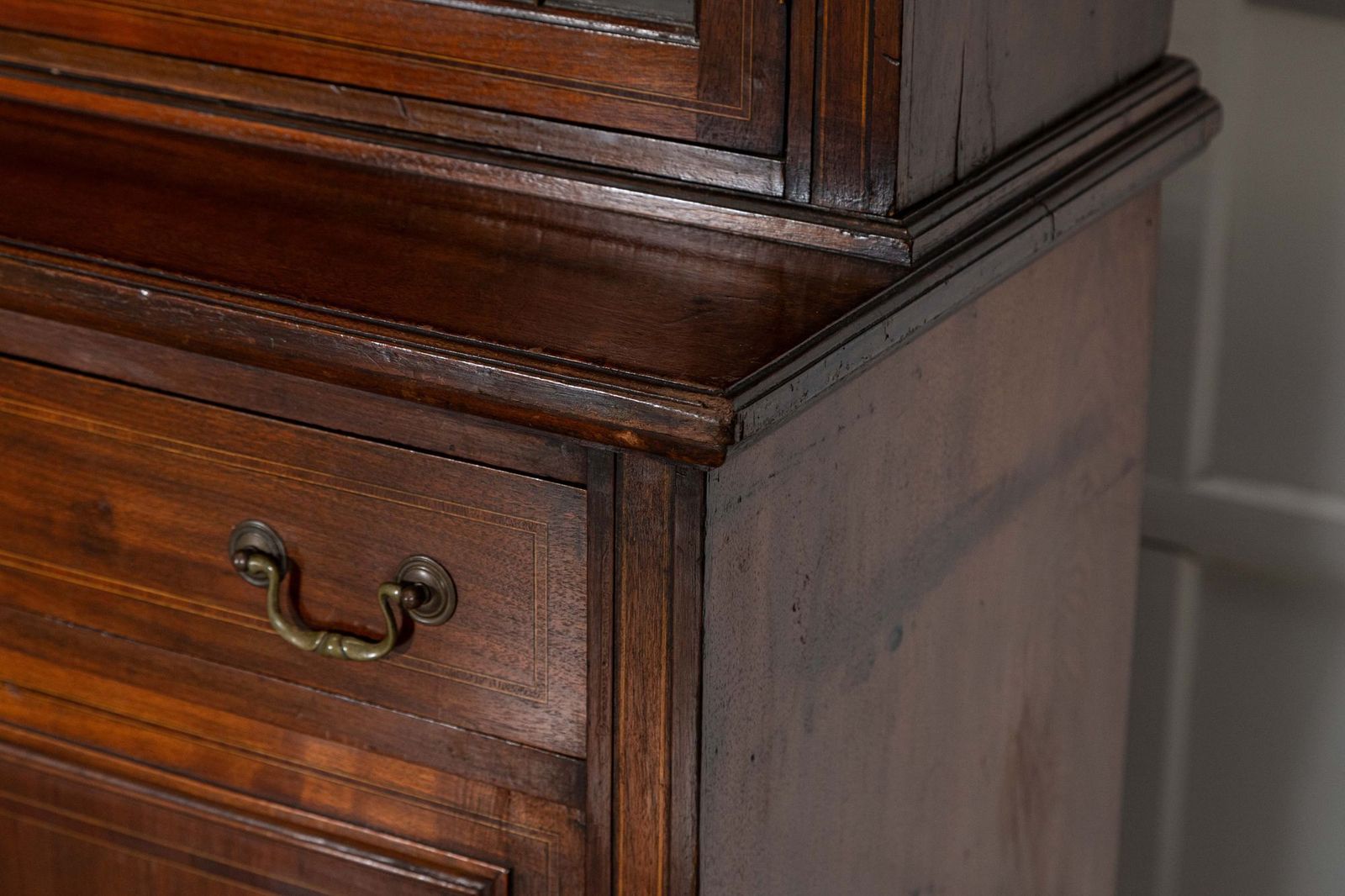 Furniture Large 19thc English Inlaid Mahogany Maple & Co Library Bookcase photo