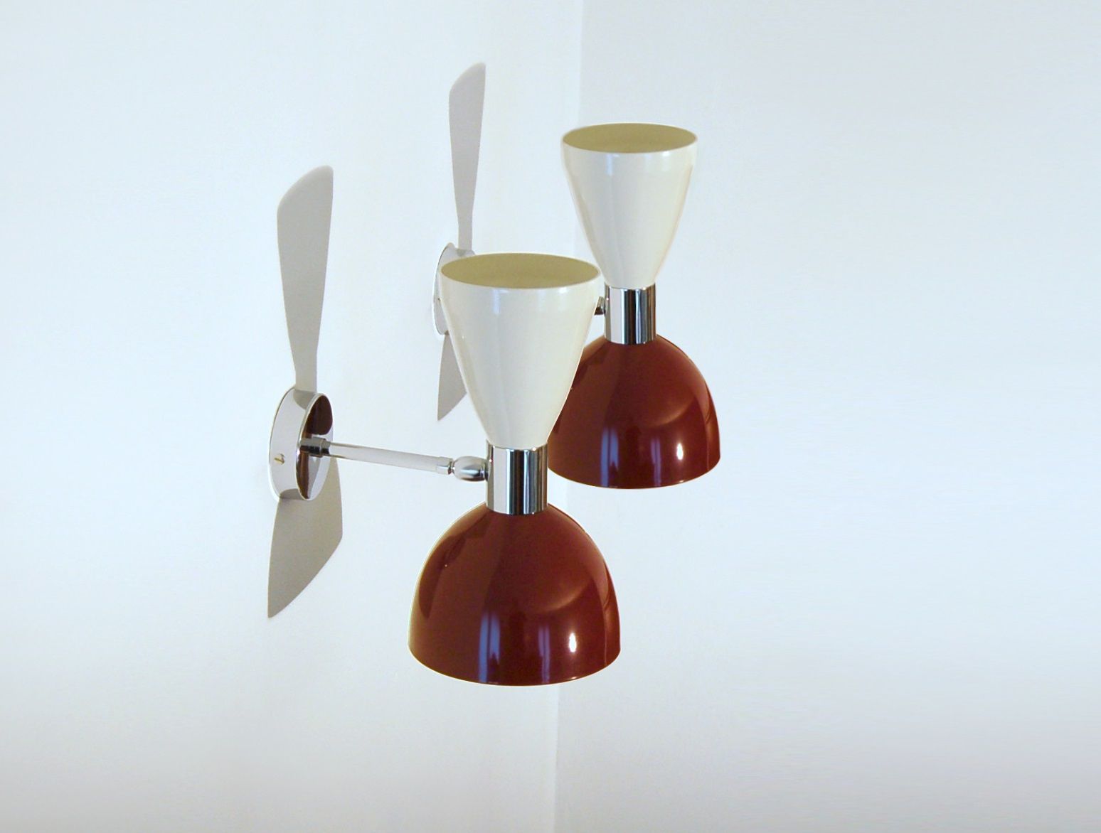 Pair Of Wall Lamp Art. A 138   Metal / Brass Chromed   White & Dark Purple photo Lighting
