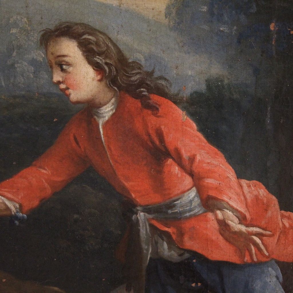 Antique French Painting Of Children Playing From The 18th Century photo buy