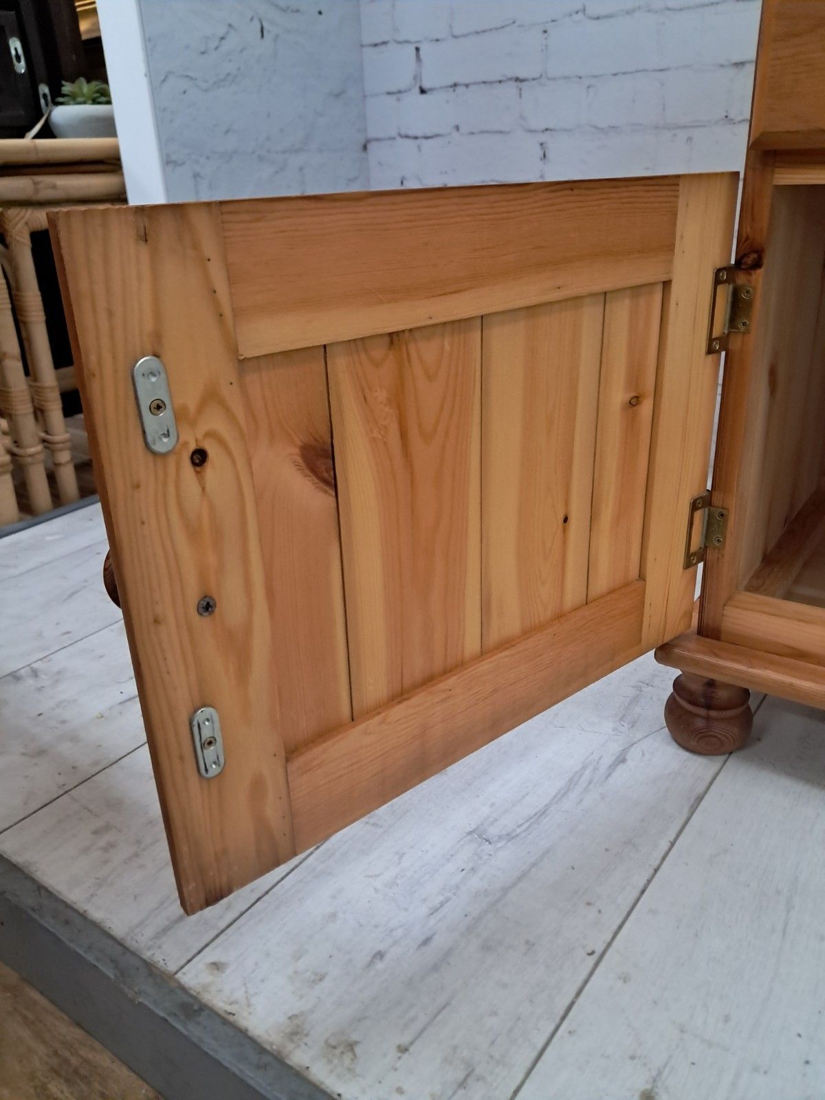 photo buy Solid Pine Country Bedside Table Cabinet Vintage Bedside Cupboard 1980
