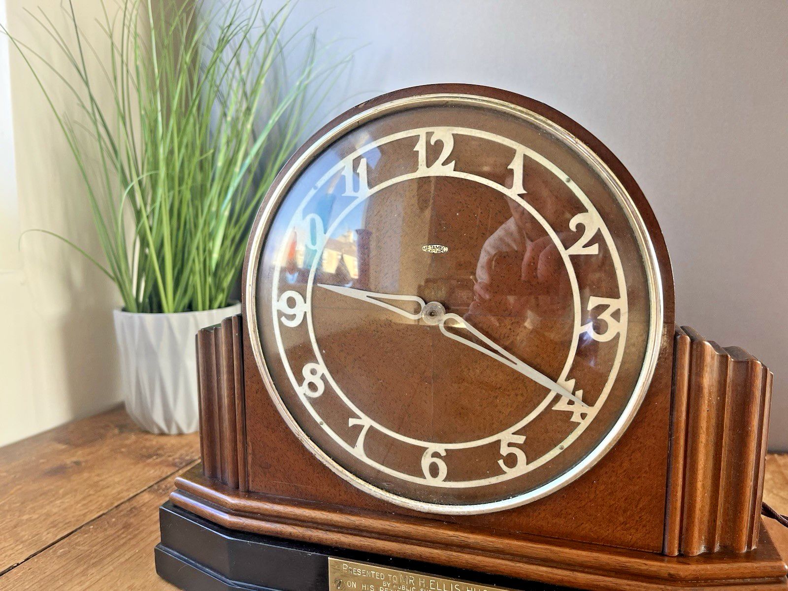 Large Antique Art Deco Oak Metamec Presentation Mantel Clock Prop Spares Repairs photo for sale