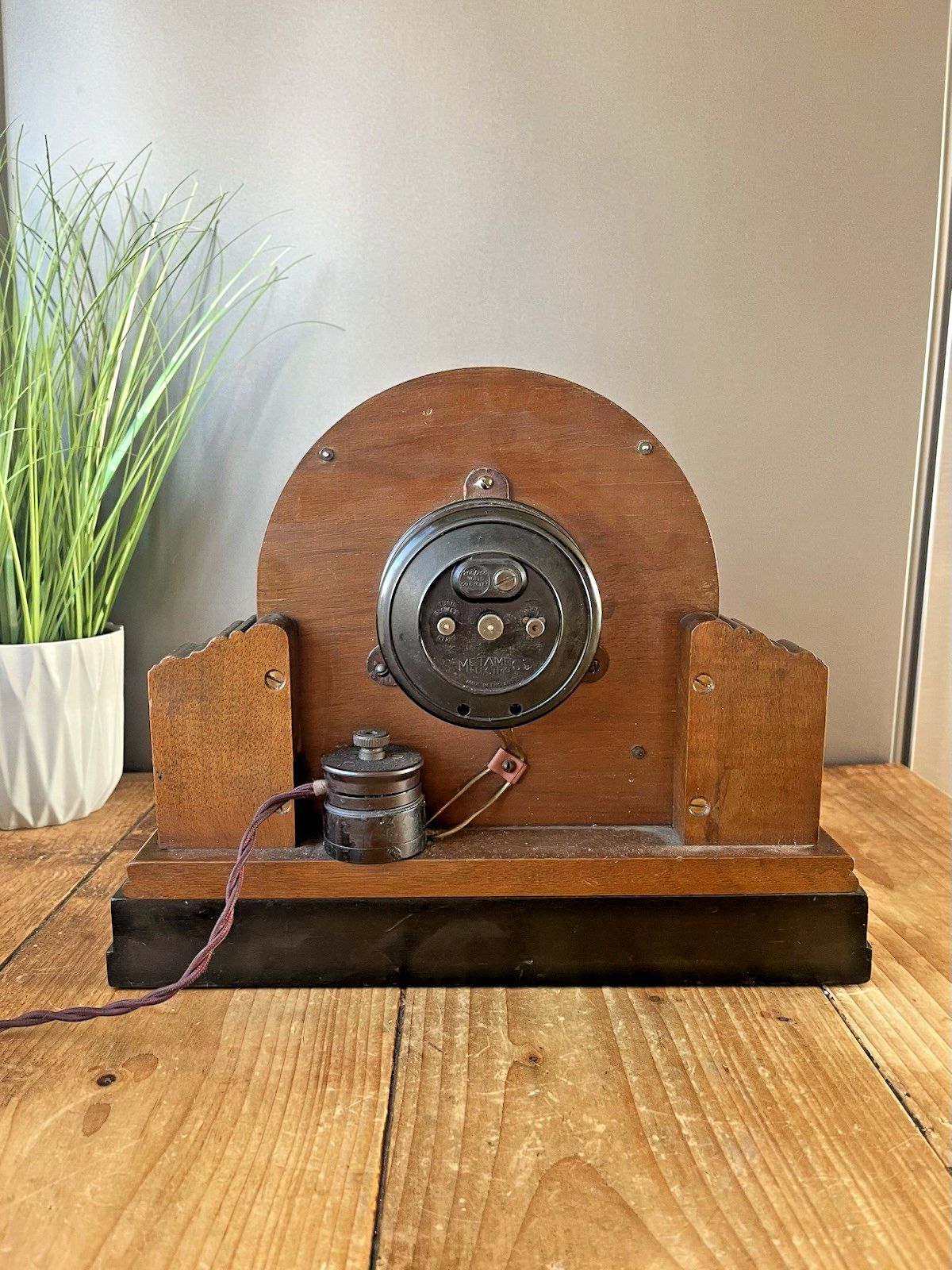 Large Antique Art Deco Oak Metamec Presentation Mantel Clock Prop Spares Repairs photo vinterior