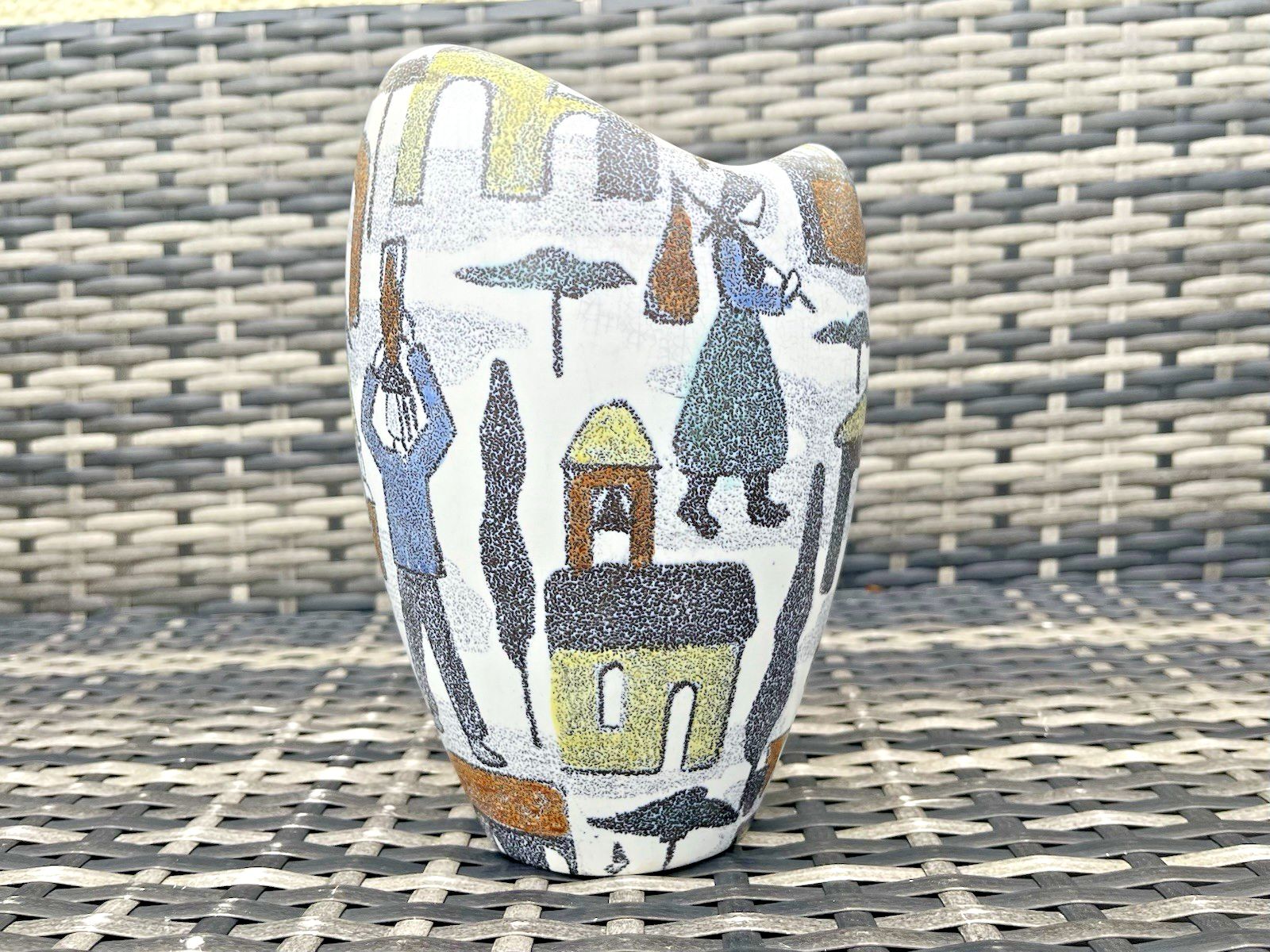 Mid Century Modern Wachtersbach West German Pottery Sonja Vase Scandi Folk Style