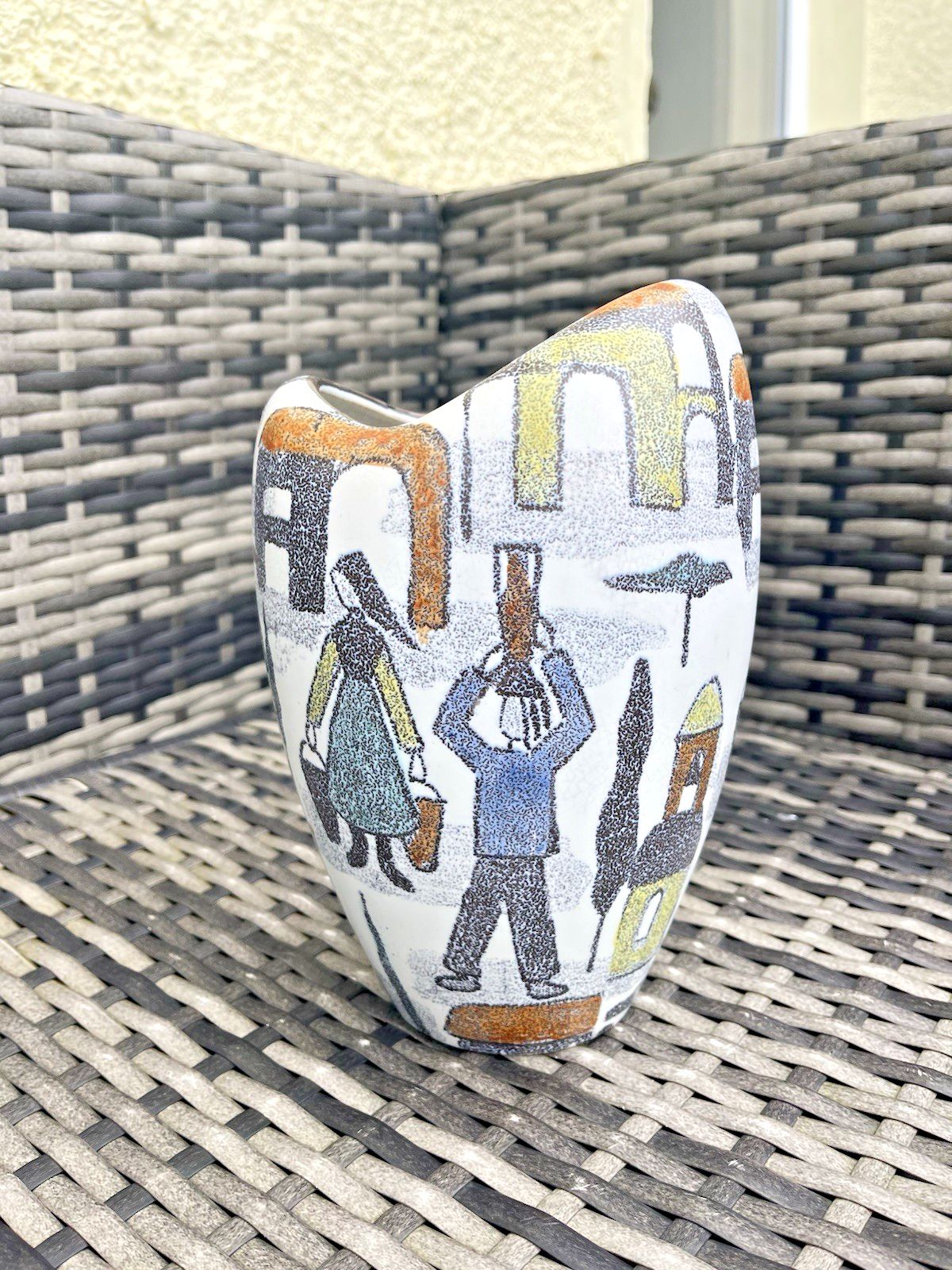 Mid Century Modern Wachtersbach West German Pottery Sonja Vase Scandi Folk Style photo Home Decor