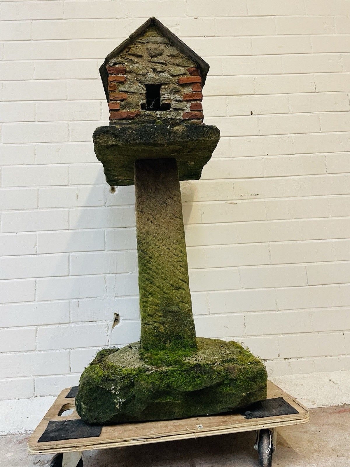 A Charming Folk Art Stone Garden Birdhouse Made From Stone. photo for sale