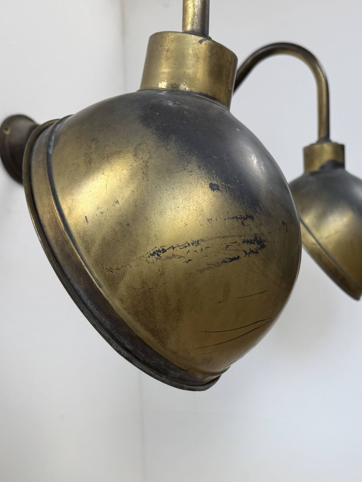 Pair Of Xl Patinated Brass Wall Lights, France, 1970 photo 611.0