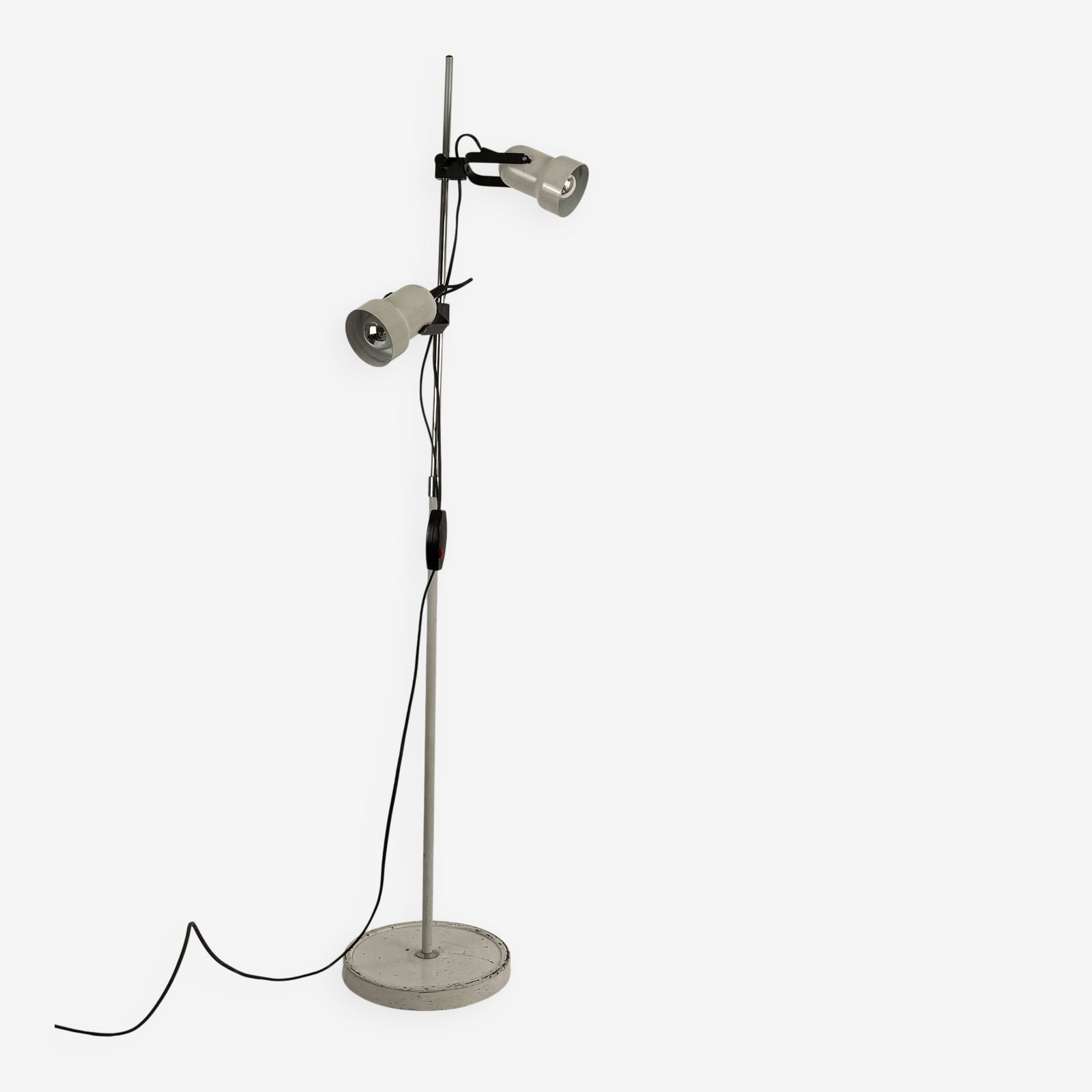 Vintage Adjustable Floor Lamp, Matte White Lacquered Metal And Chrome, France 1970