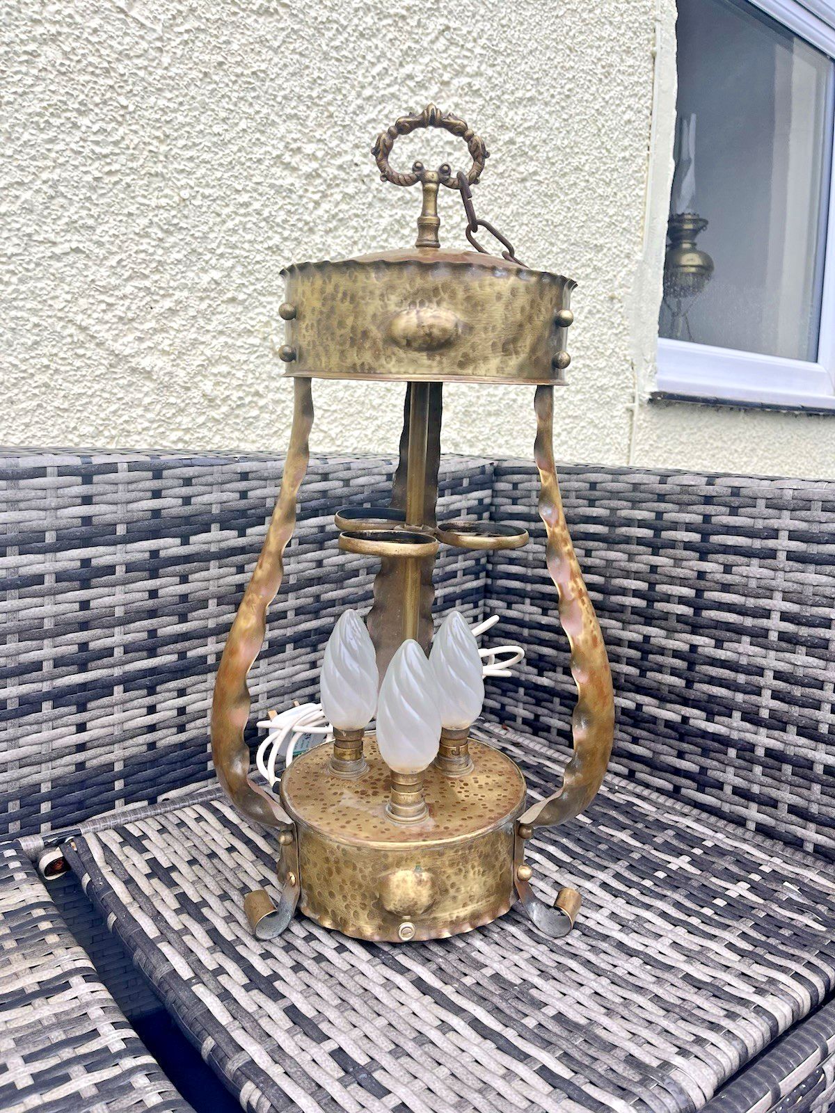 Huge Antique Arts & Crafts / Art Nouveau Brass Ceiling Light Porch Lantern Lamp photo furniture